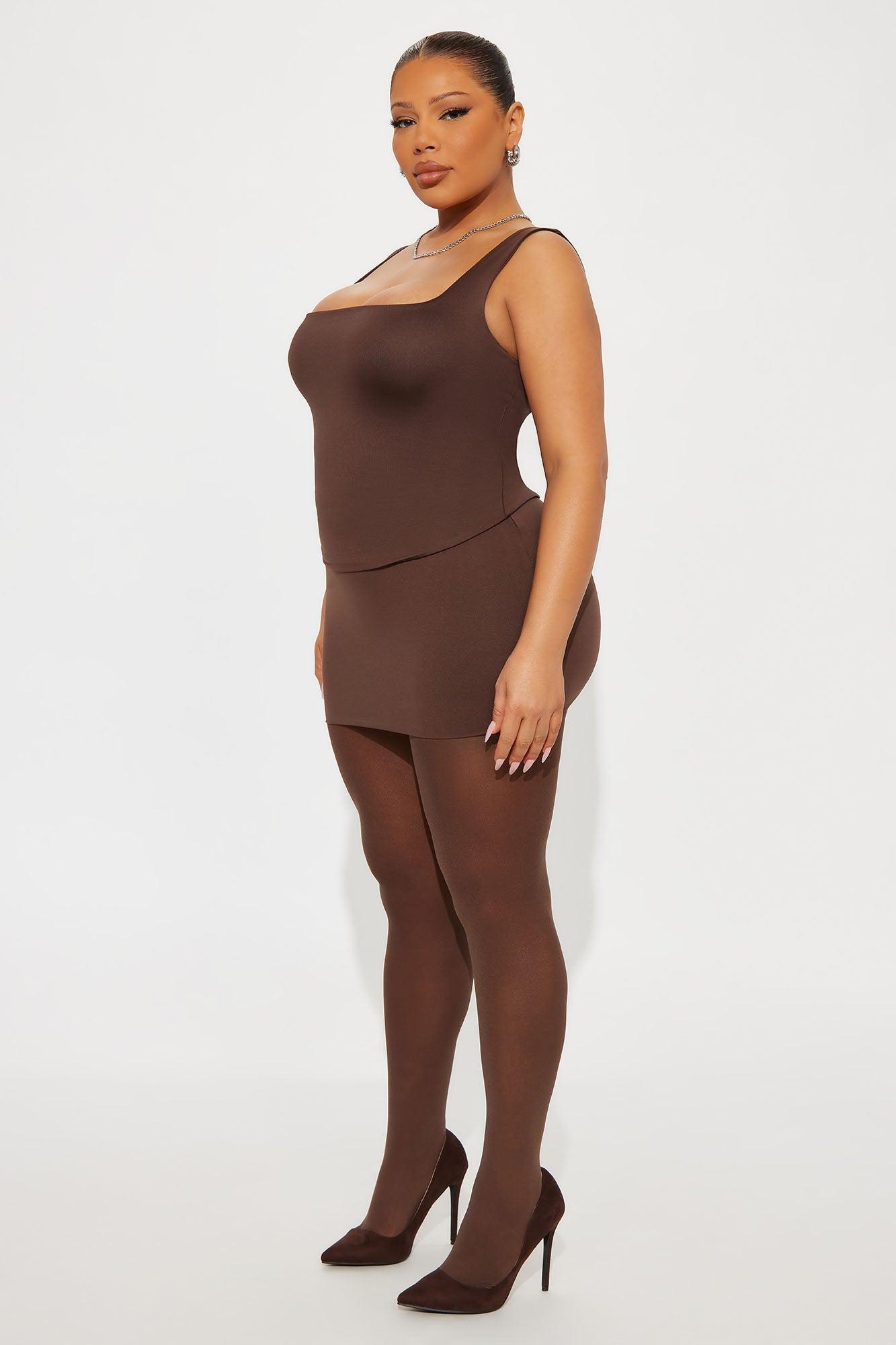 Contour Double Lined Mini Skirt - Chocolate Product Image