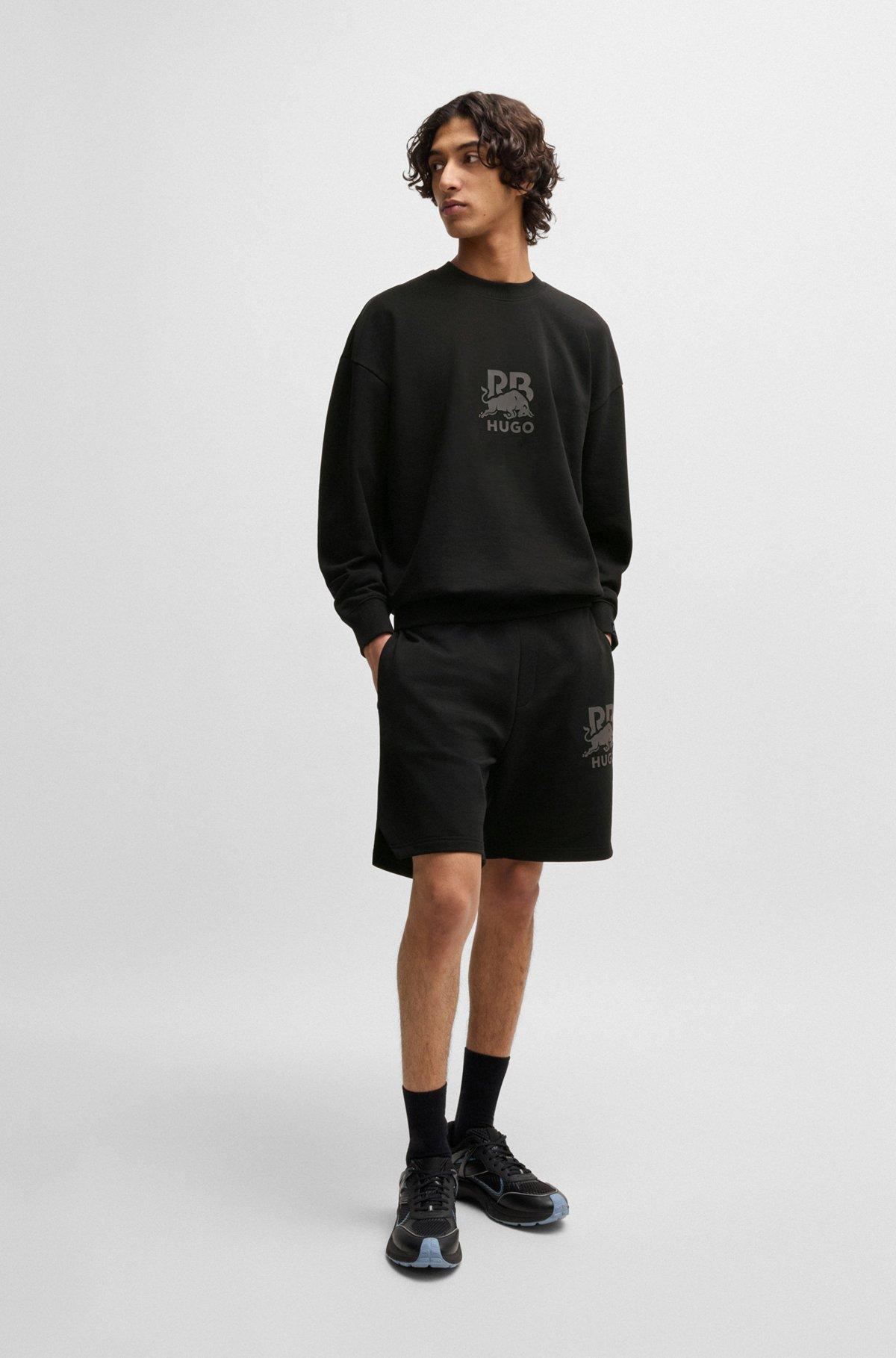 HUGO x RB cotton-terry shorts with carbon stealth logo Product Image