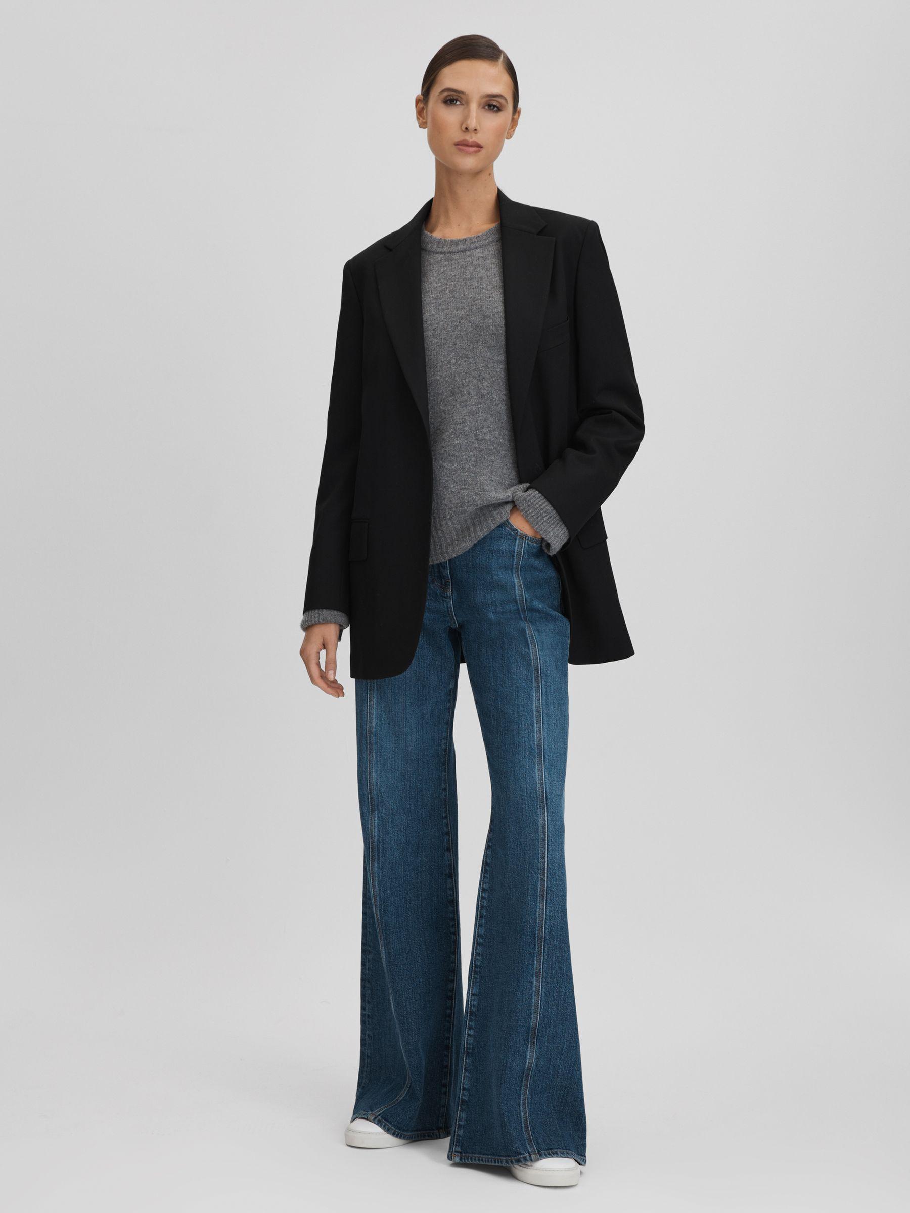 Oversized Wool Blend Single Breasted Blazer in Black Product Image