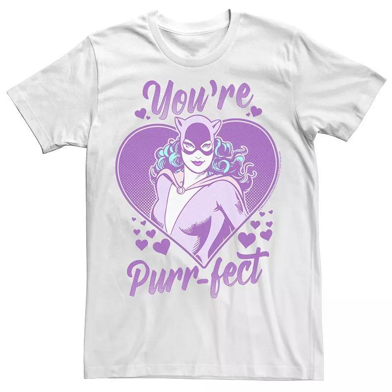 Men's DC Comics Valentine's Day Catwoman You're Purr-fect Tee, Size: Small, Athletic Grey Product Image