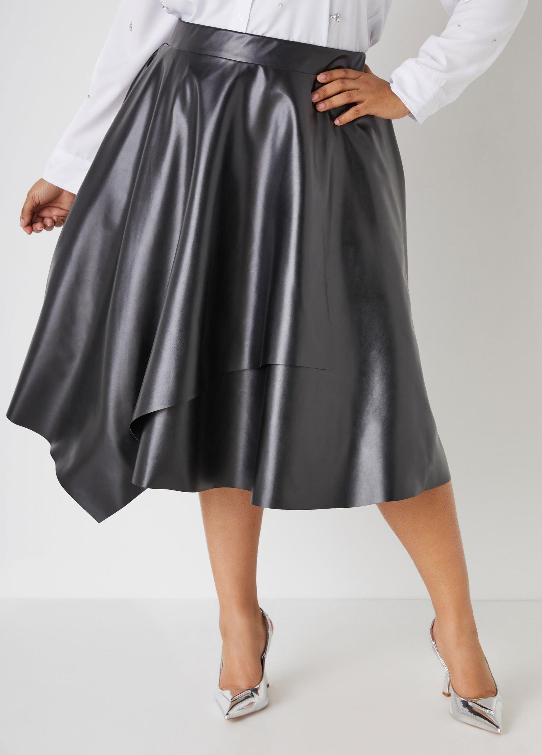Plus Size Faux Leather A Line Skirt Ashley Stewart Product Image