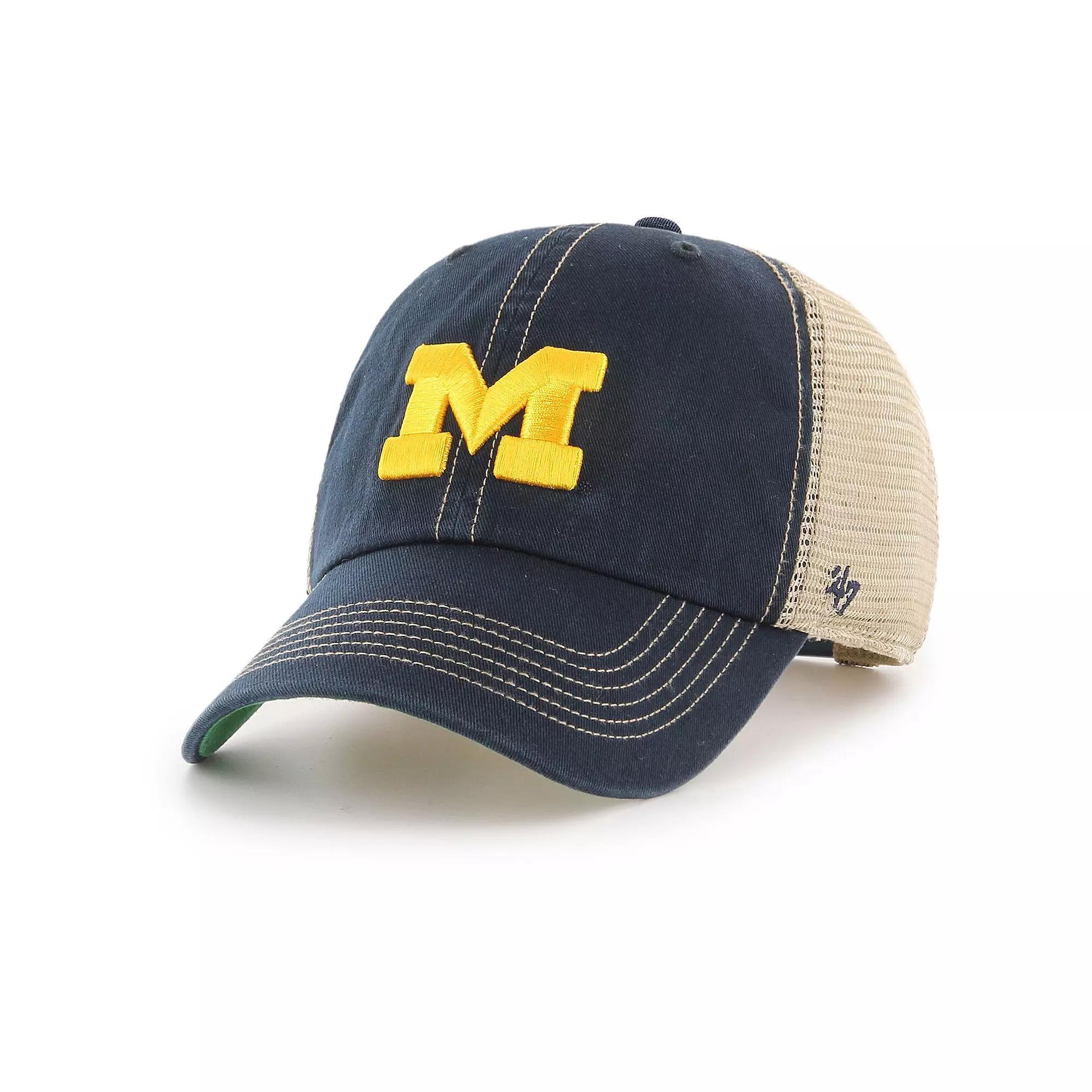 Mens 47 Michigan Wolverines Trawler Trucker Snapback Hat, Blue Product Image