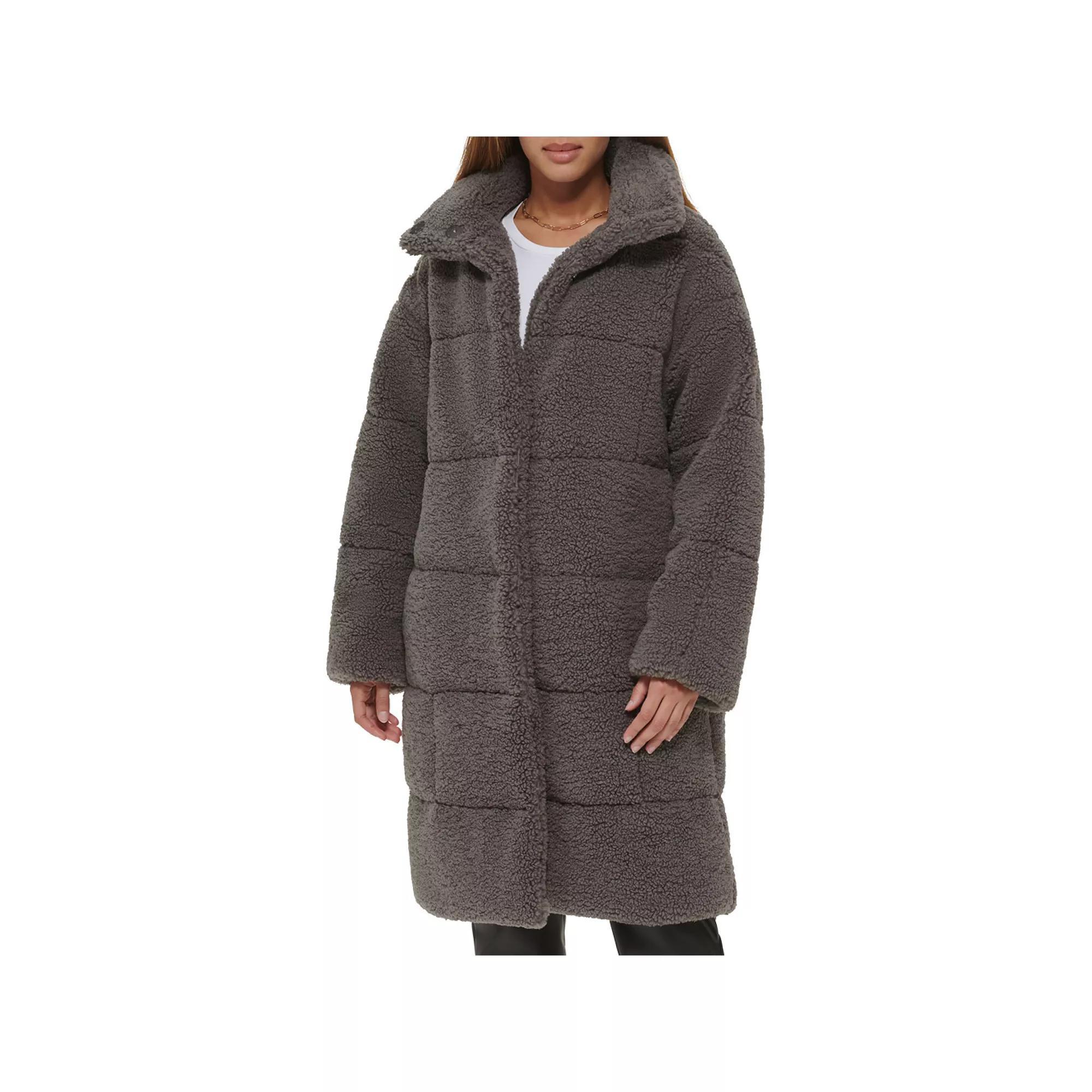 Women's Levi's® Long Quilted Sherpa Coat, Size: XL, Black Gray Product Image