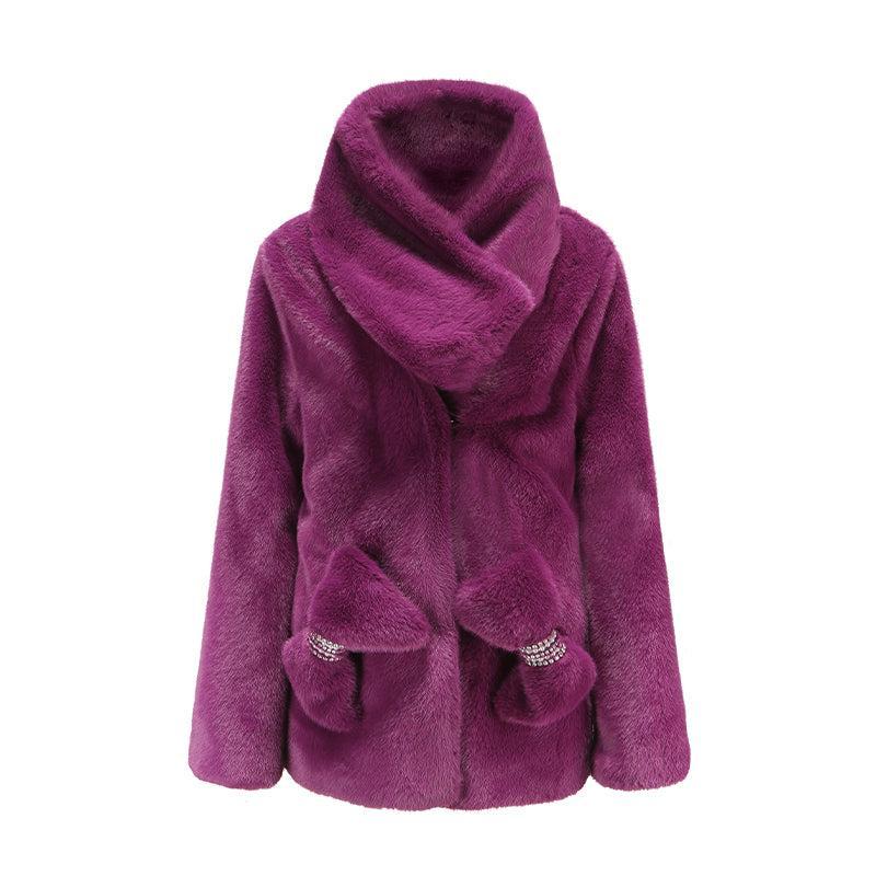 Amelia Fur Coat (Purple) (Final Sale) Product Image