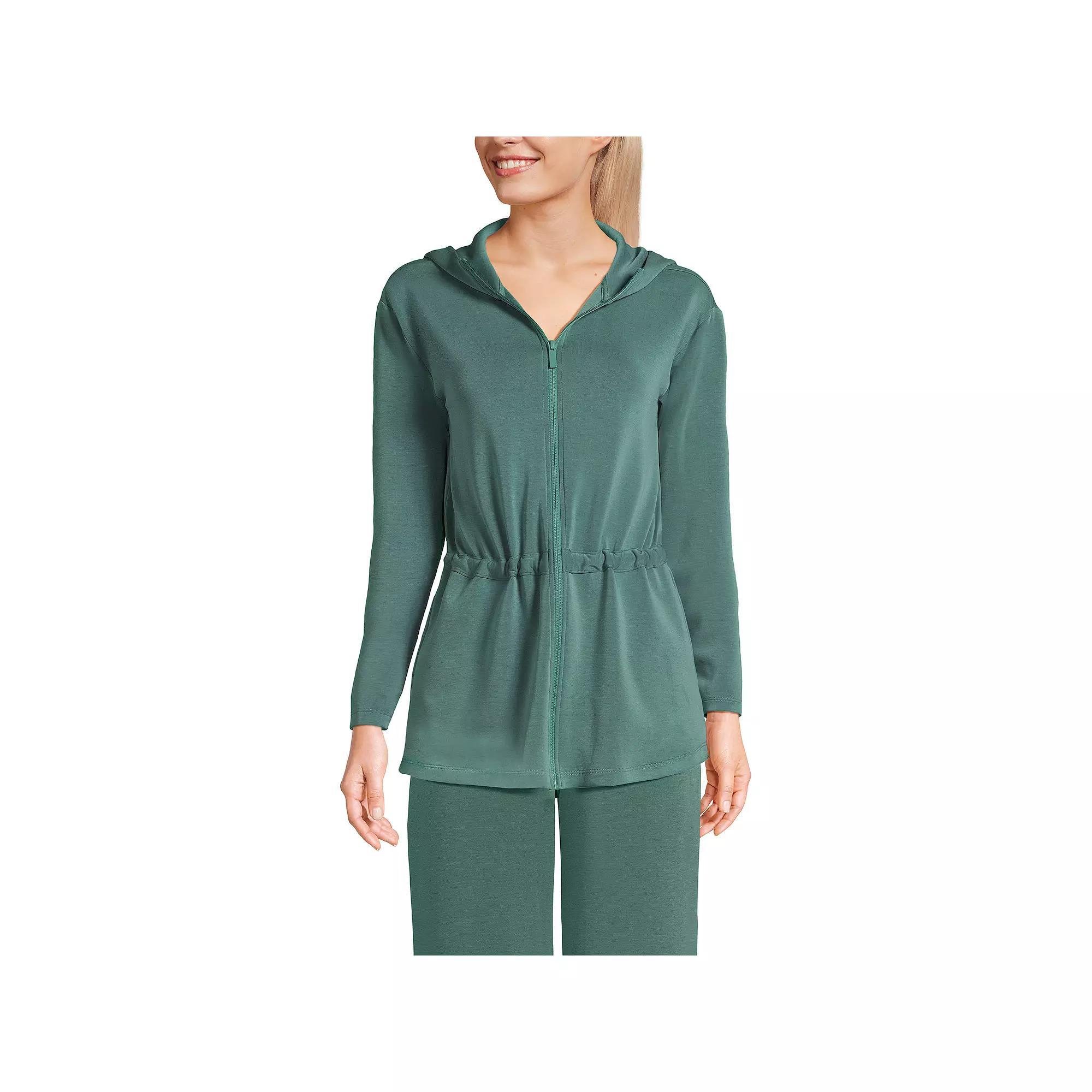 Women's Lands' End Softest Touch Zip-Up Tunic Hoodie Jacket, Size: XL, Washed Green Product Image