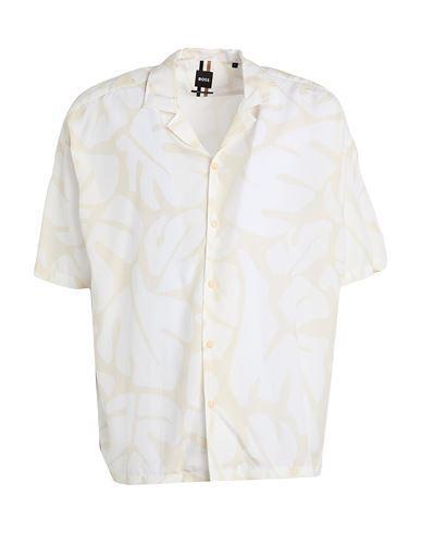 HUGO BOSS Boss Man Shirt Ivory Size Xl Lyocell In White Product Image