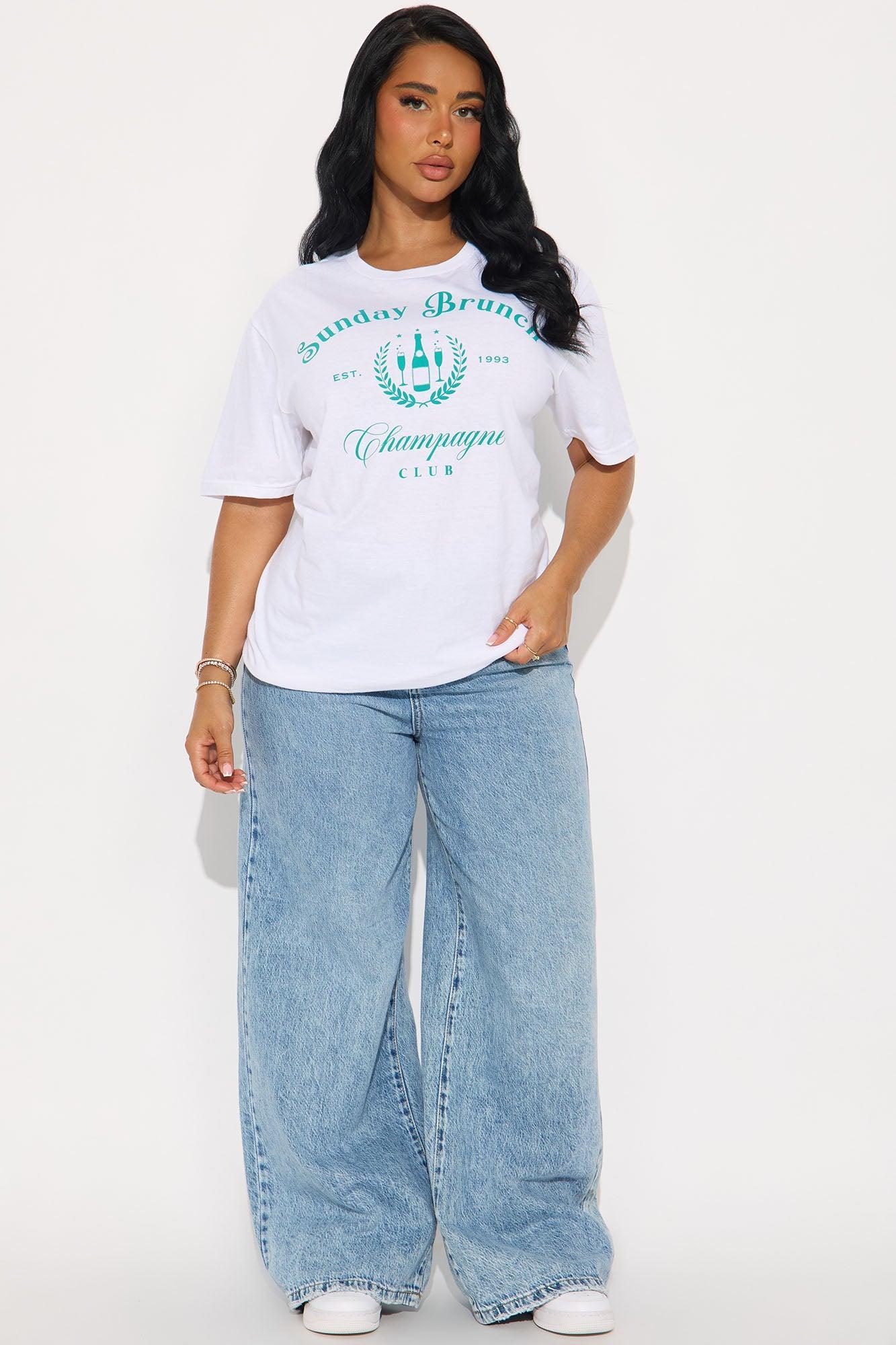 Sunday Brunch Club Oversized Tee - White Product Image