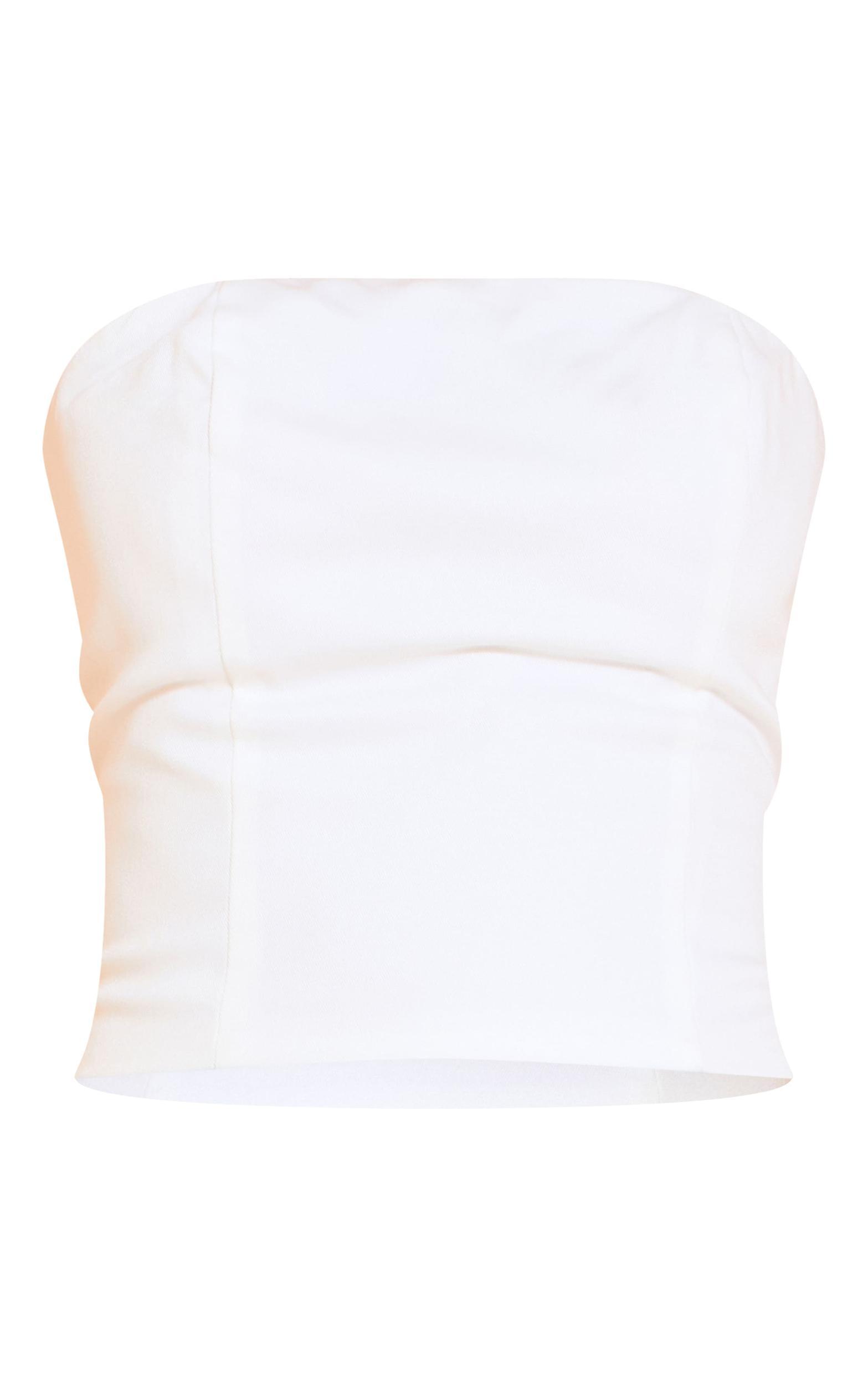White Woven Seam Detail Bandeau Top Product Image