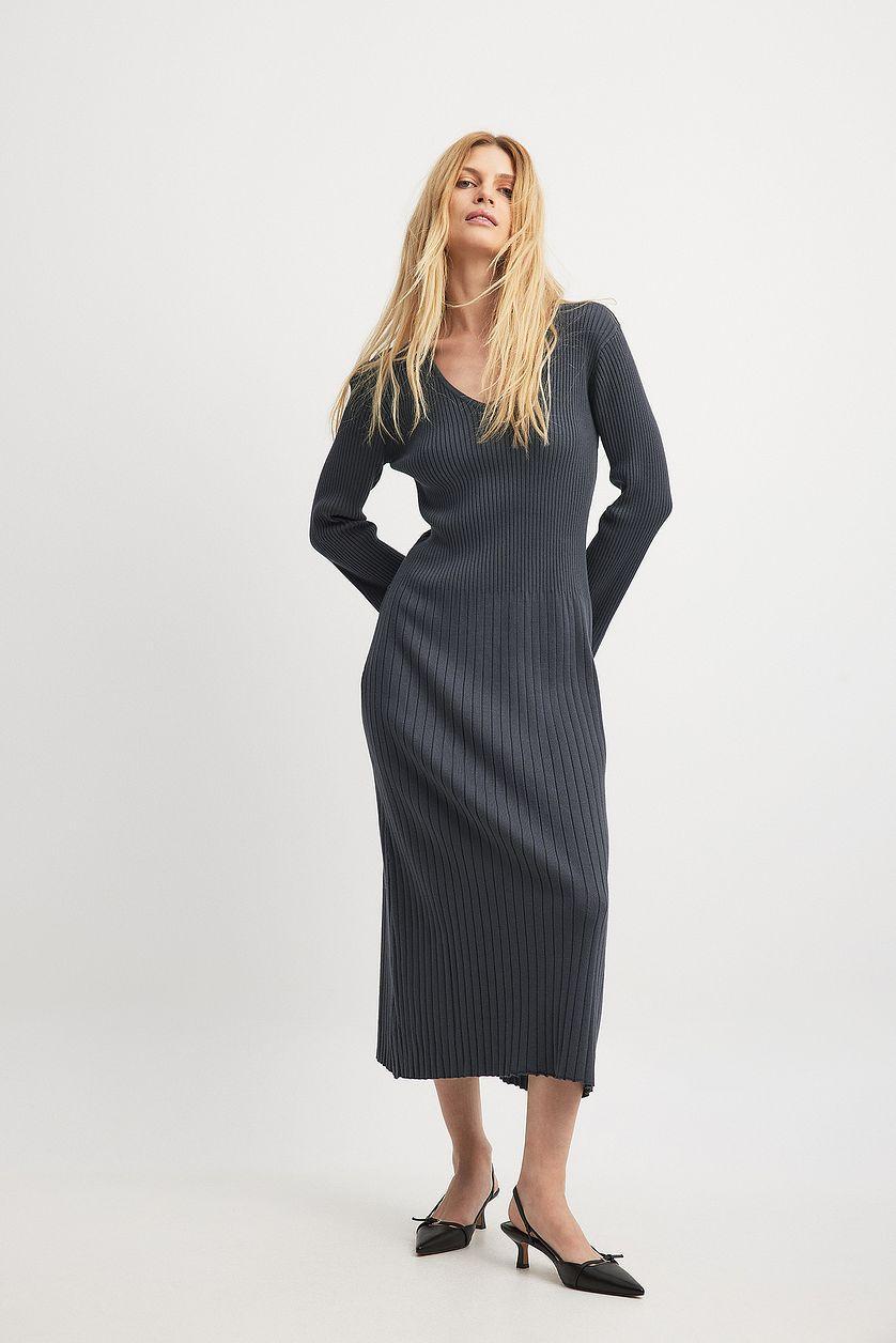 Ribbed Knitted Midi Dress Product Image