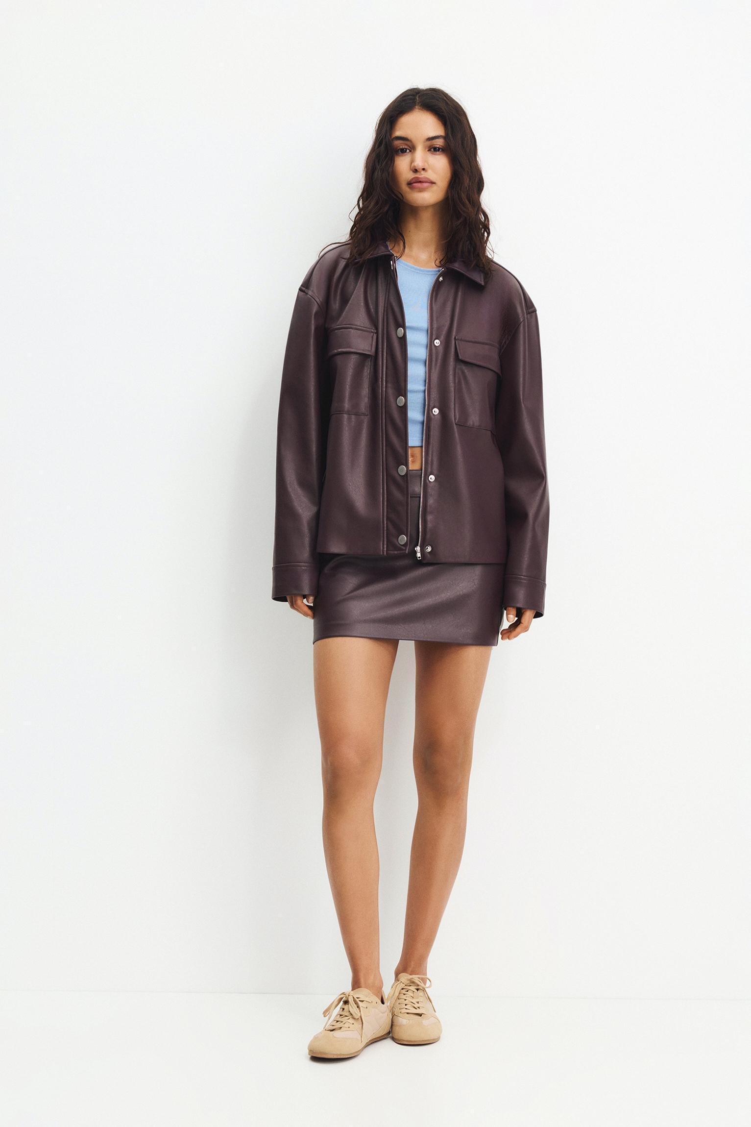 Faux leather jacket with pockets Product Image
