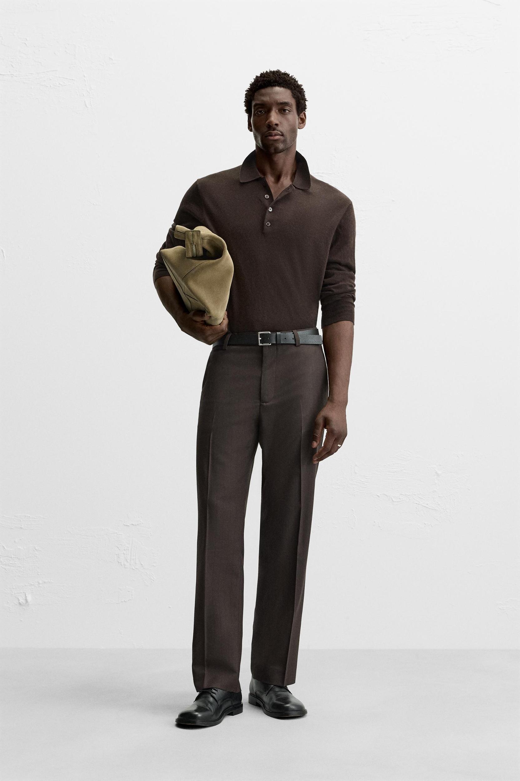 WOOL BLEND STRIPED PANTS Product Image
