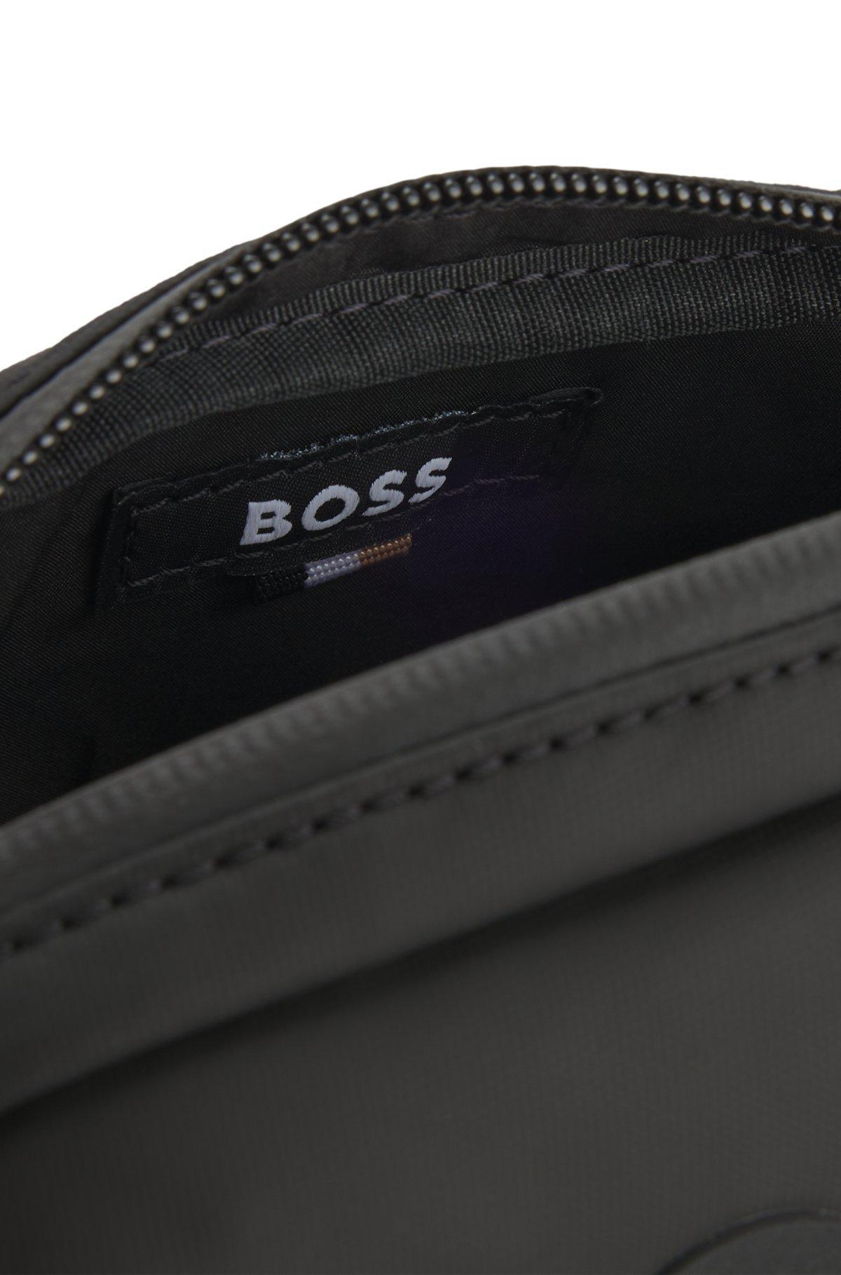 Faux-leather reporter bag with tonal logo Product Image