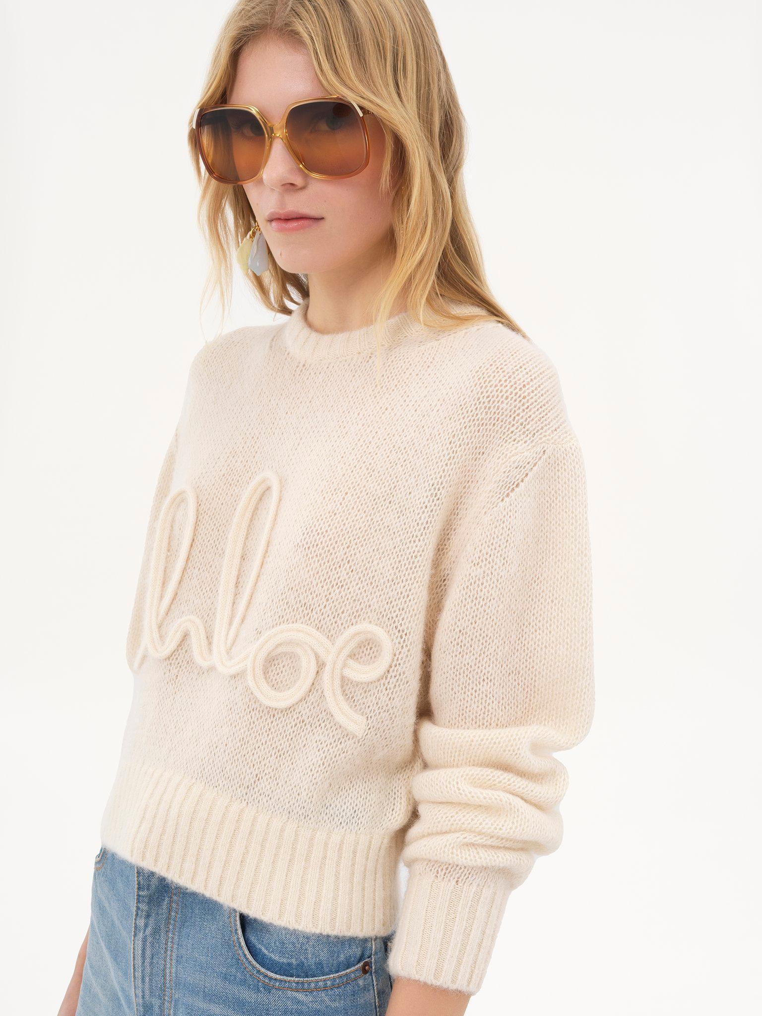 Logo sweater in alpaca wool & silk knit Product Image