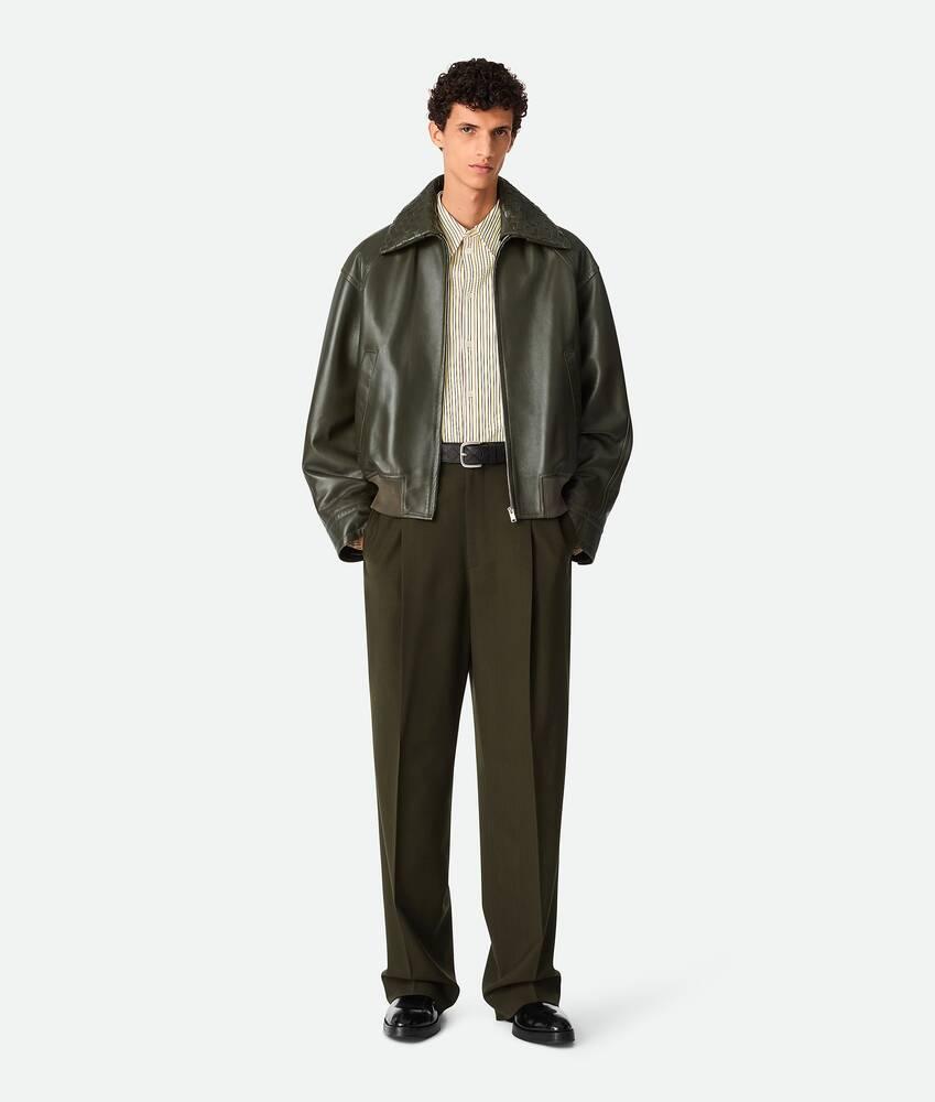 Men's Leather Blouson in Dark forest Product Image