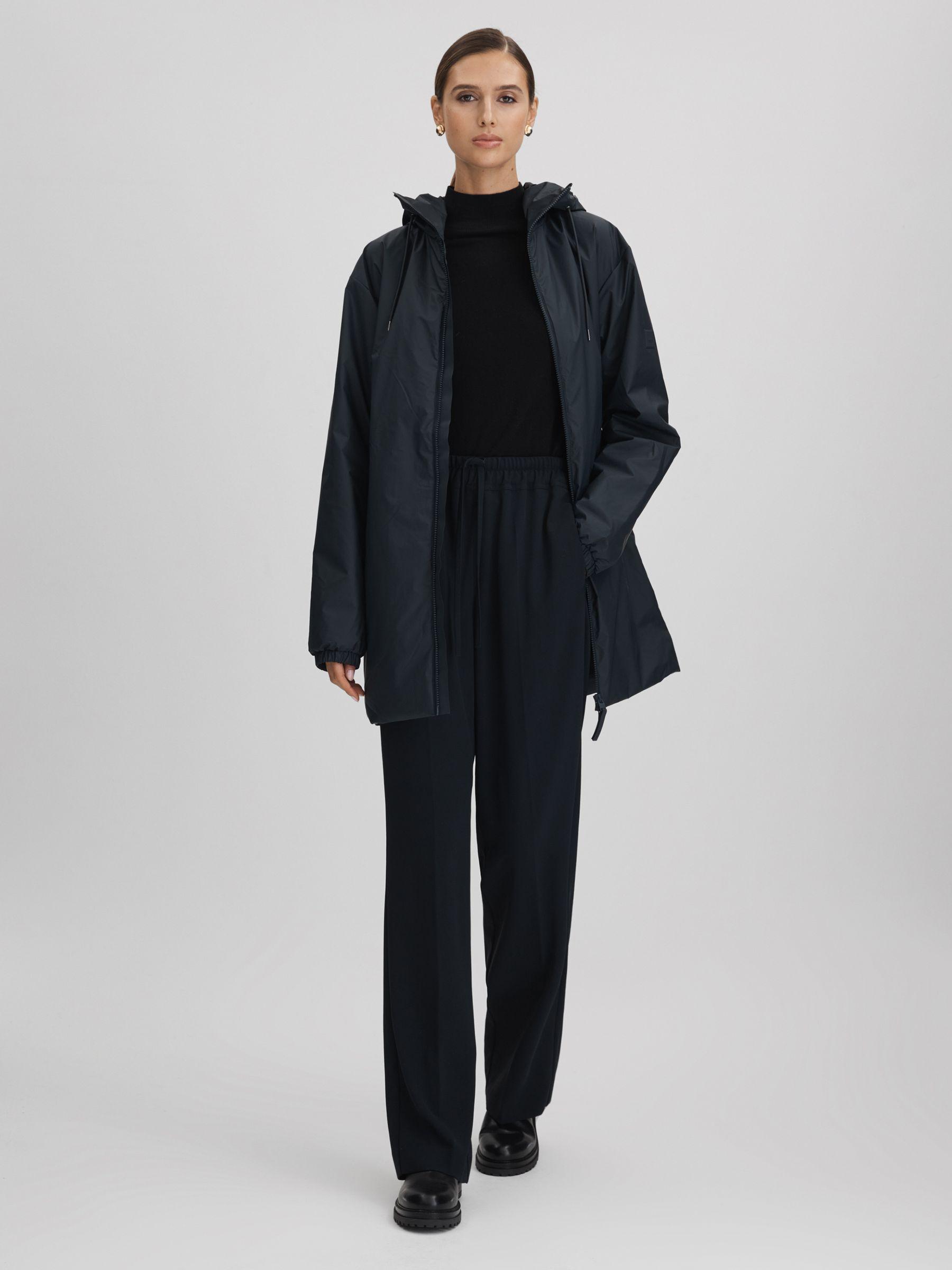 Rains Waterproof Long Jacket in Navy Product Image