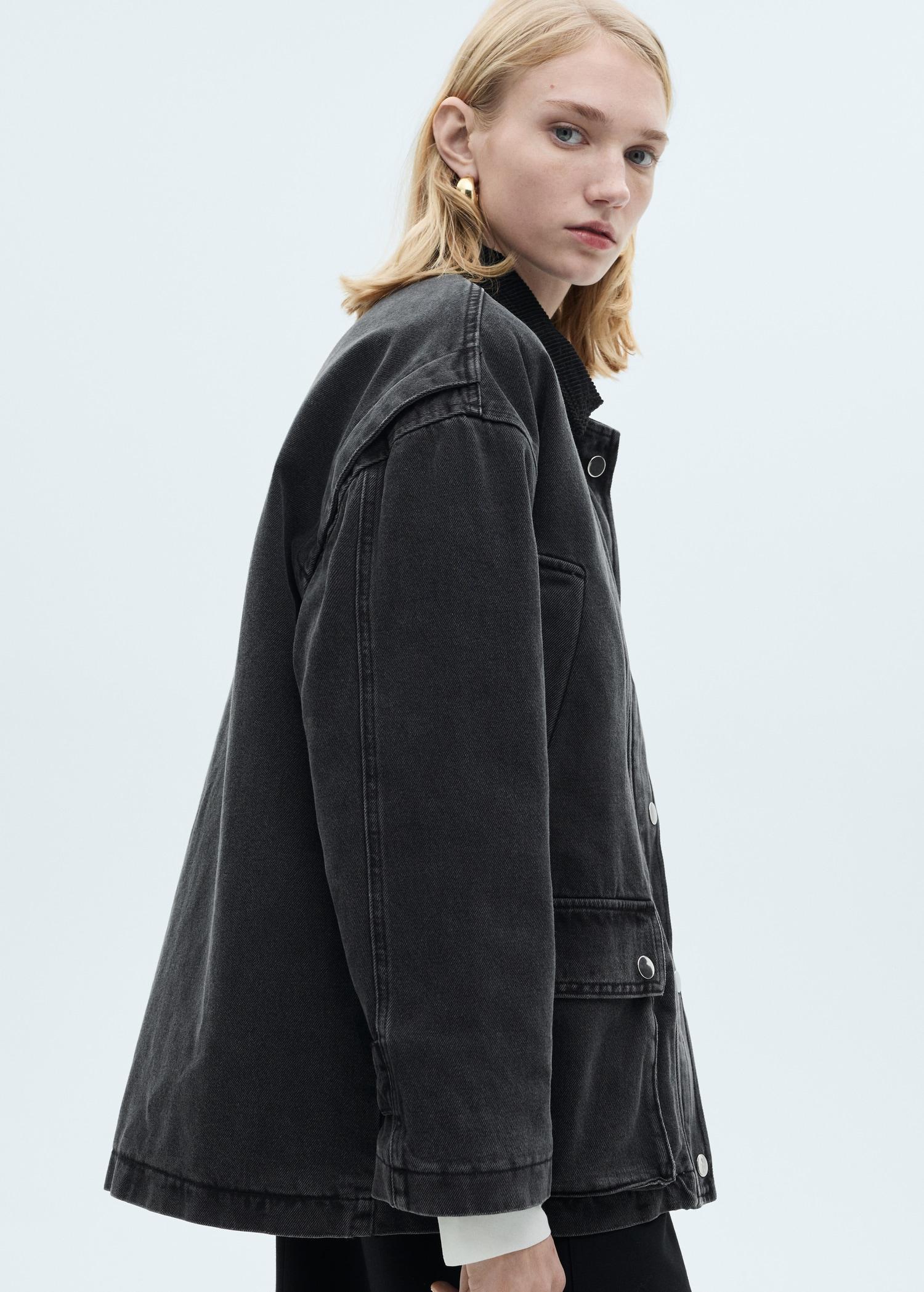 Jacket with corduroy collar pockets - Women | MANGO USA Product Image