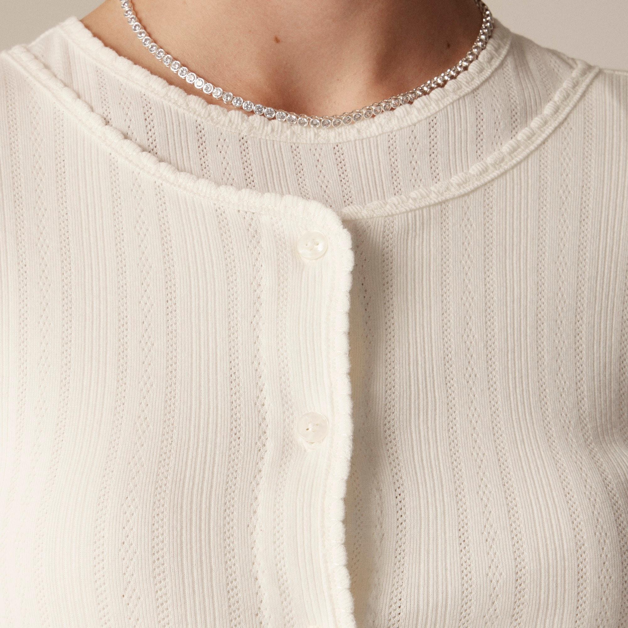 Pointelle crewneck cardigan Product Image