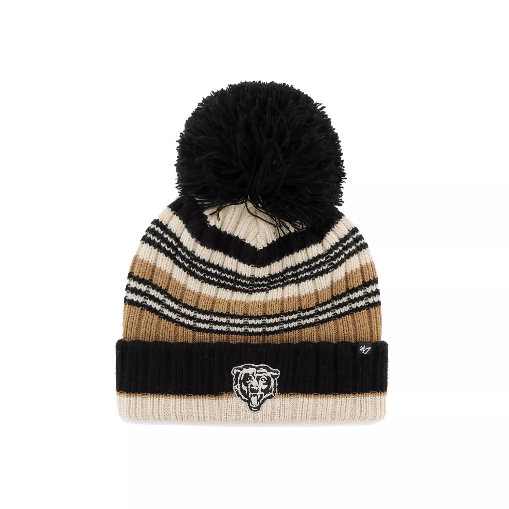 Womens 47 Natural Chicago Bears Barista Cuffed Knit Hat with Pom Product Image