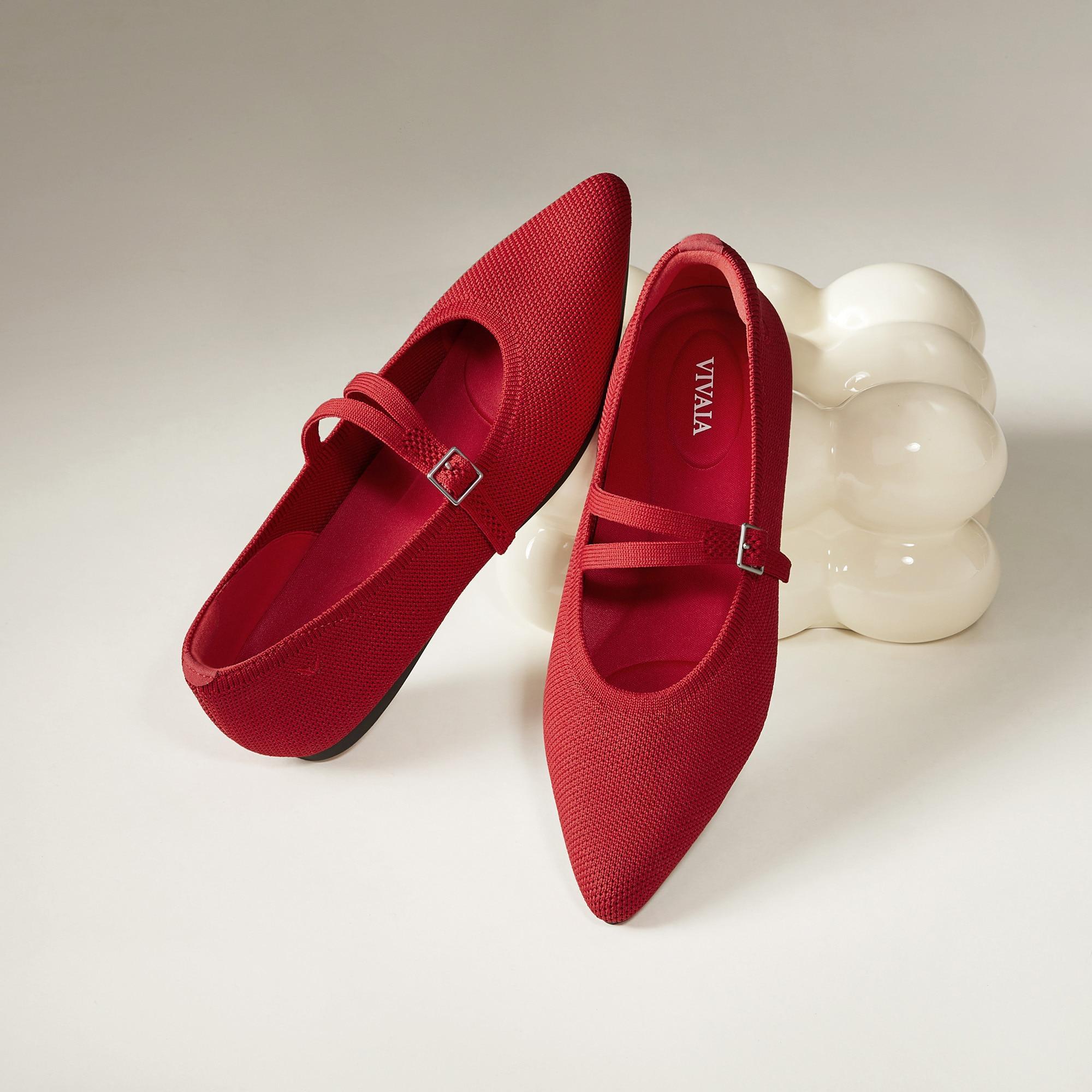 Pointed-Toe V-Strap Mary-Jane Flats (Aria Mary-Jane) Product Image