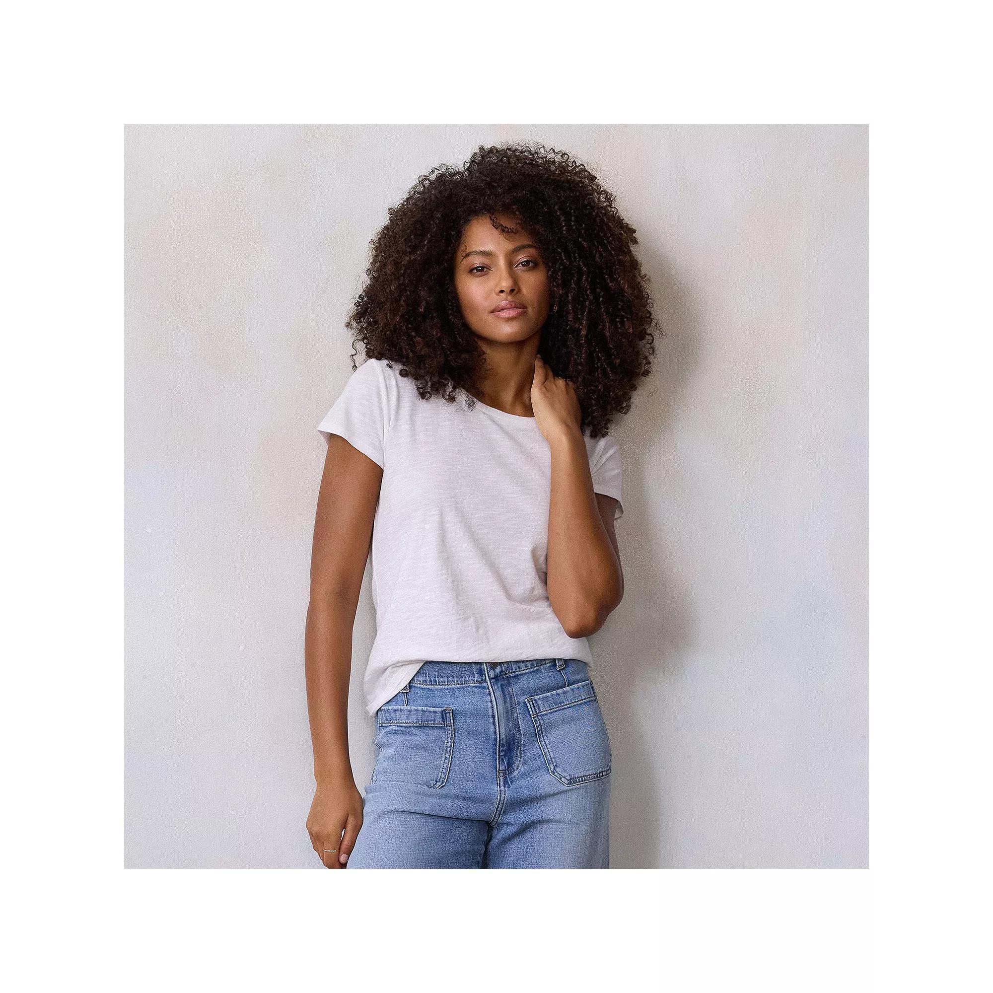 Women's LC Lauren Conrad Short Sleeve Crewneck Tee, Size: Small, Grey White Product Image