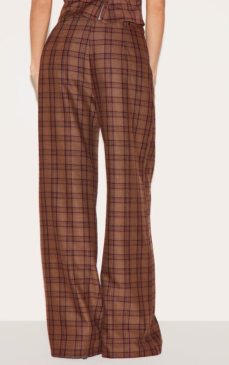Brown Tailored Woven Check Pants Product Image