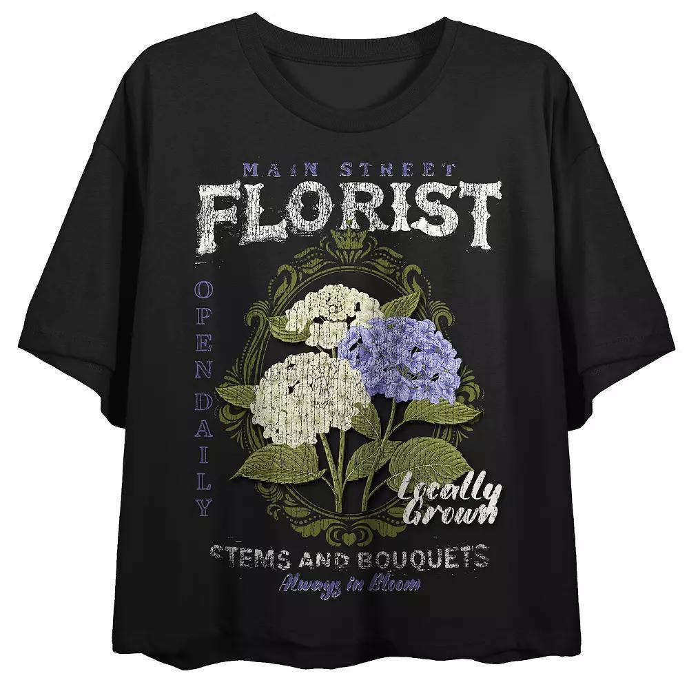 Juniors' Main Street Florist Locally Grown Graphic Tee, Women's, Size: Small, Black Product Image