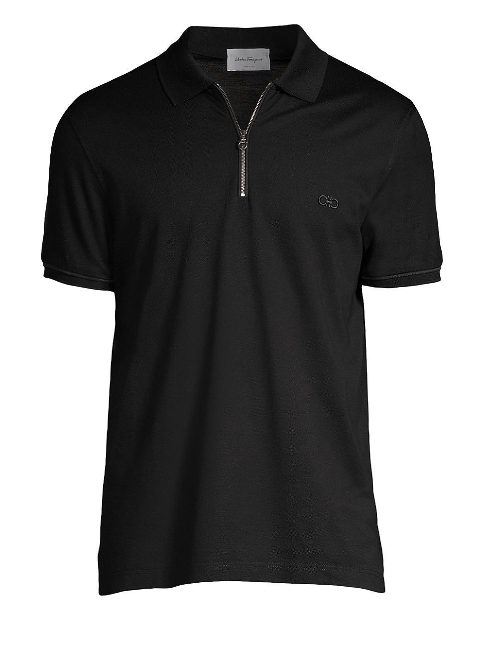 Mens Zip Basic Cotton Polo Product Image