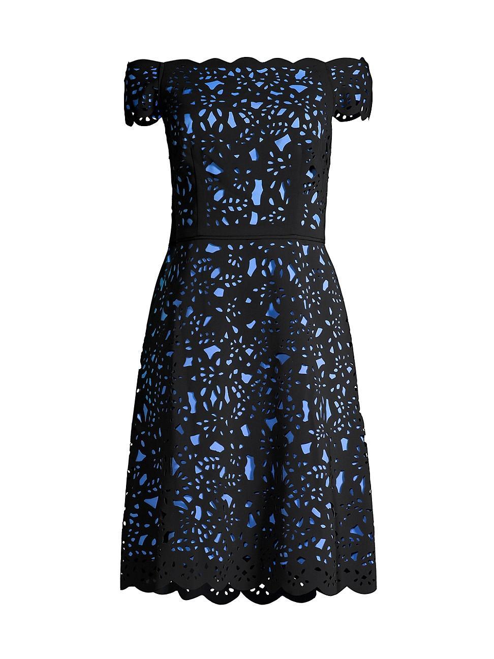 Womens Off-The-Shoulder Laser Cut Dress Product Image