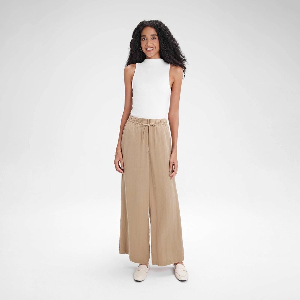 Womens High-Rise Wide Leg Pull-On Pants - A New Day Khaki XS Product Image