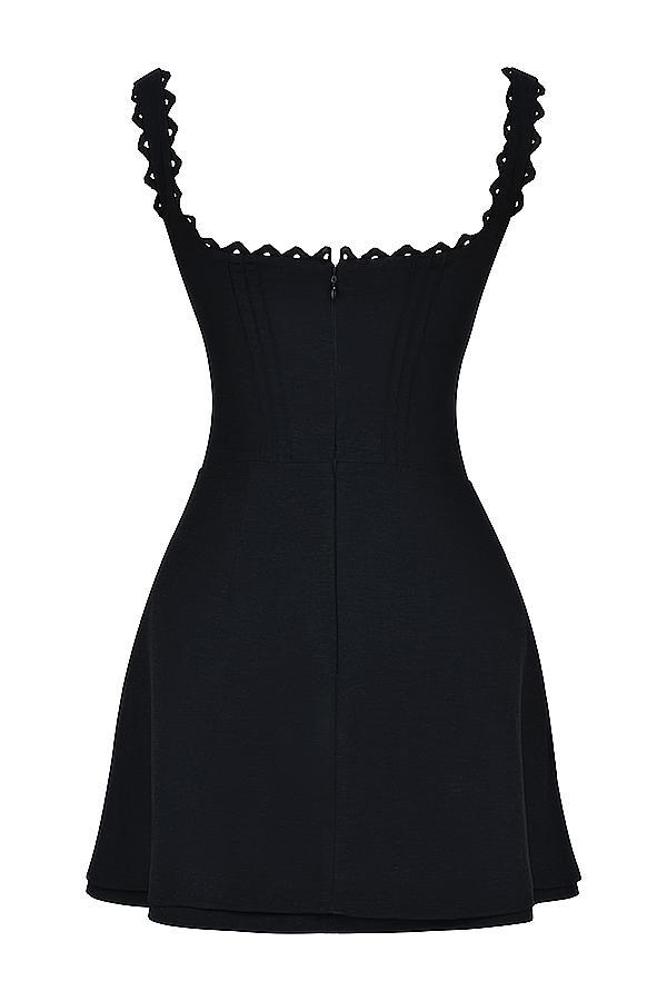 Tilly Black Pin Tuck Mini Dress Product Image