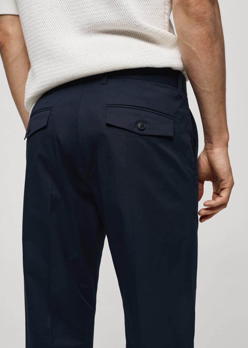 Regular fit structure cotton trousers - Men | MANGO USA Product Image