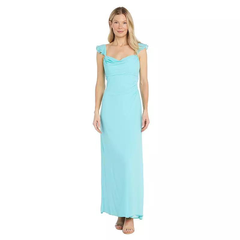 Women's R&M Richards Chiffon Layered Ruffle Sleeve Sweetheart Maxi Dress, Size: 14, Purple Product Image