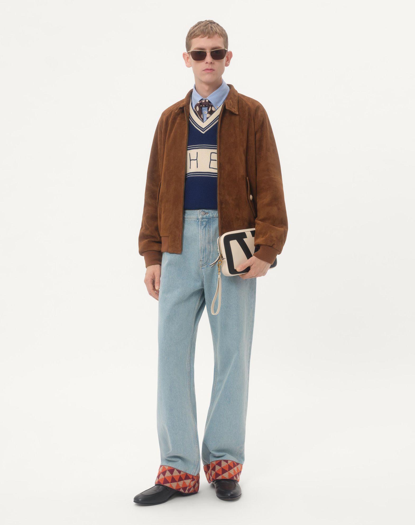 Denim Pants With Jacquard Hem Product Image