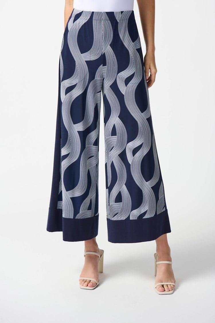 Silky Knit Abstract Print Wide-Leg Pants Product Image