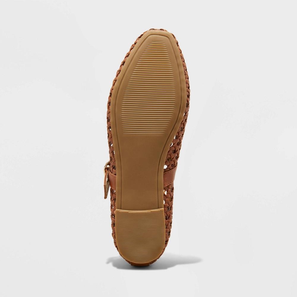 Womens Sylvia Woven Mary Jane Ballet Flats with Memory Foam Insole - Universal Thread Cognac 9.5: Cushioned Footbed, Flexible Outsole Product Image