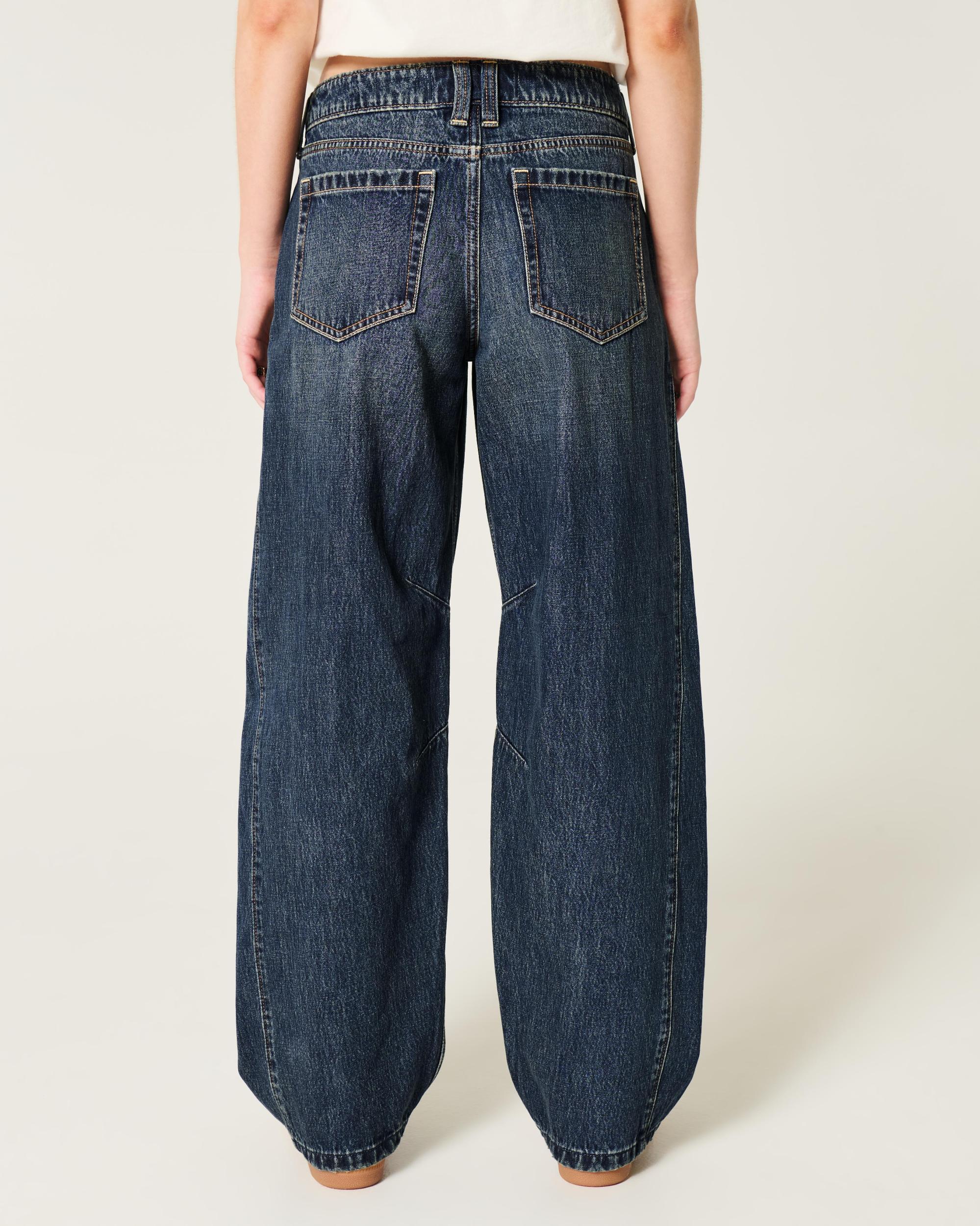 Low-Rise Light Wash Paint Splatter Barrel Jeans Product Image