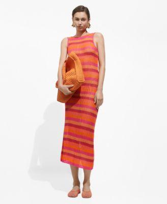 Mango Womens Striped Crochet Dress Product Image