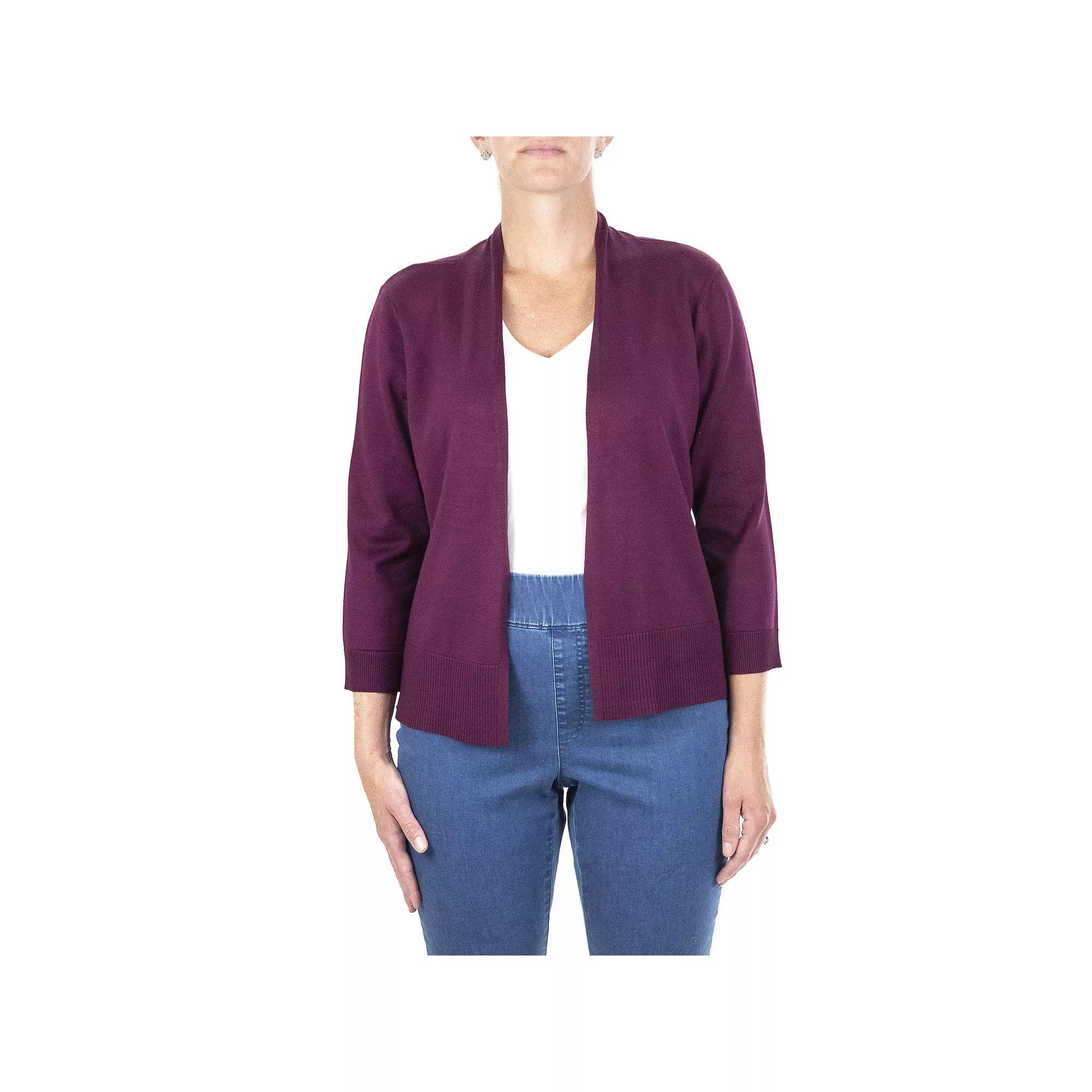 Women's Nina Leonard Classic Open-Front Bolero Cardigan, Size: Medium, Cabernet Red Product Image