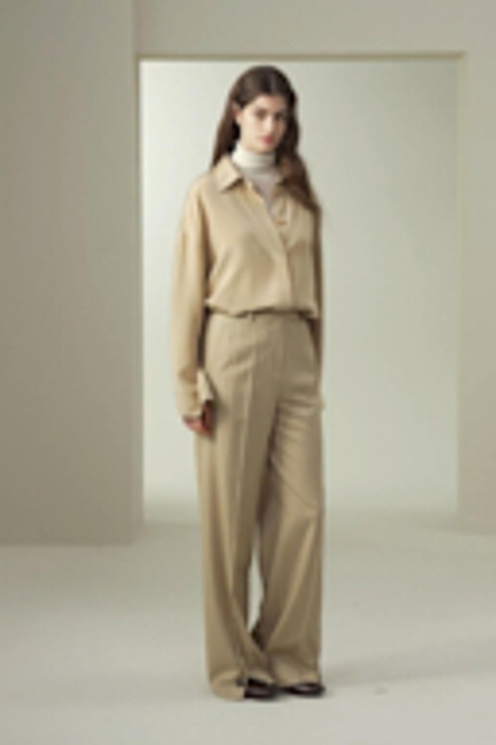 Wool Silk Blend Straight Pants Product Image