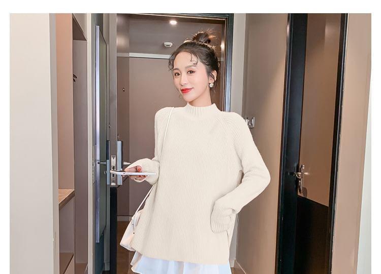 Maternity Mock Neck Plain Sweater Product Image