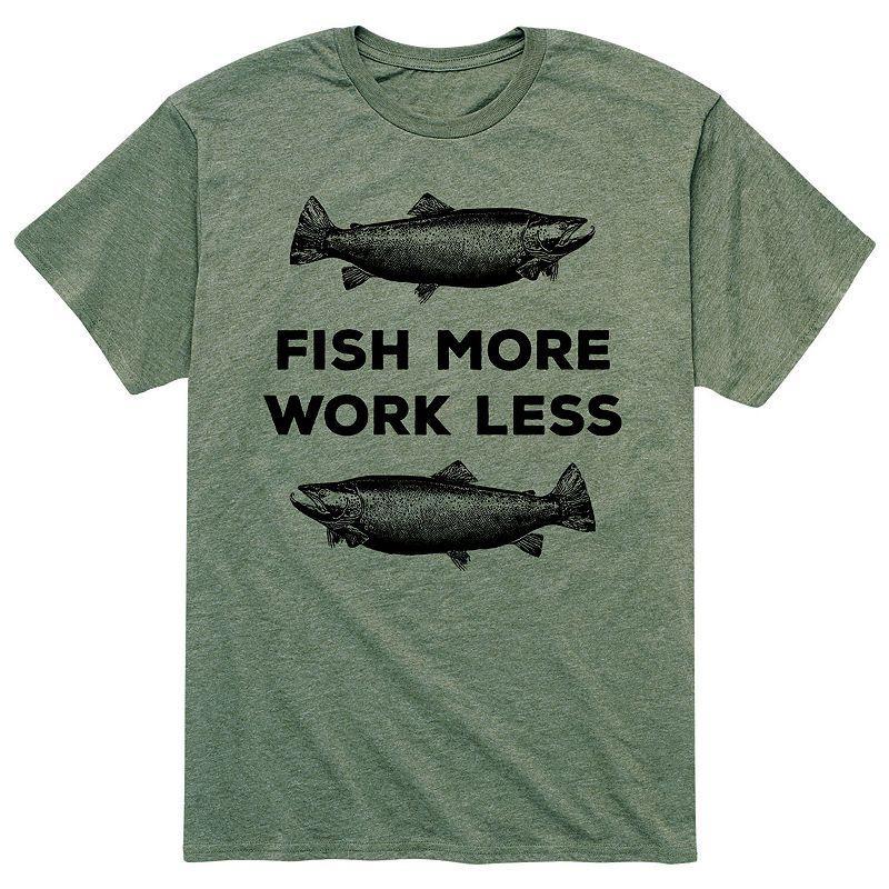 Men's Fish More Work Less Tee, Size: XXL, Green Product Image