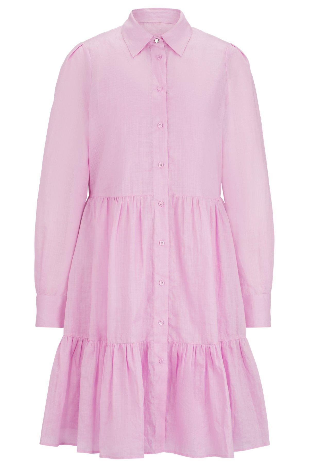 Tiered shirt dress in ramie with cotton inner dress Product Image
