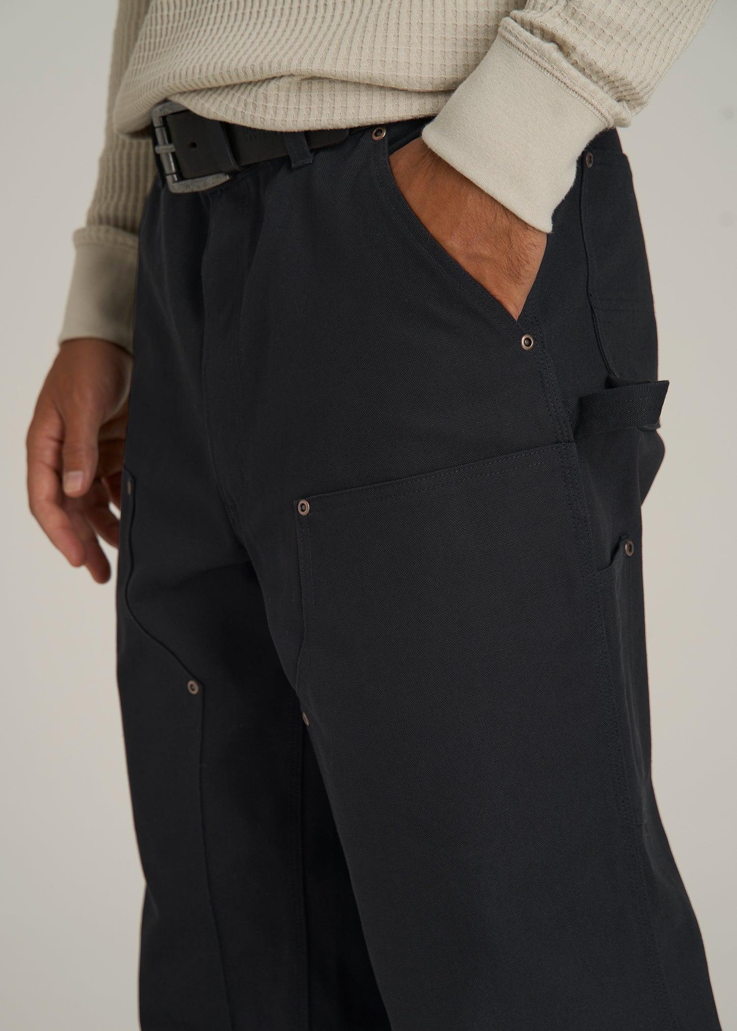 LJ&S Double Front Utility Work Pants for Tall Men in Black Male Product Image