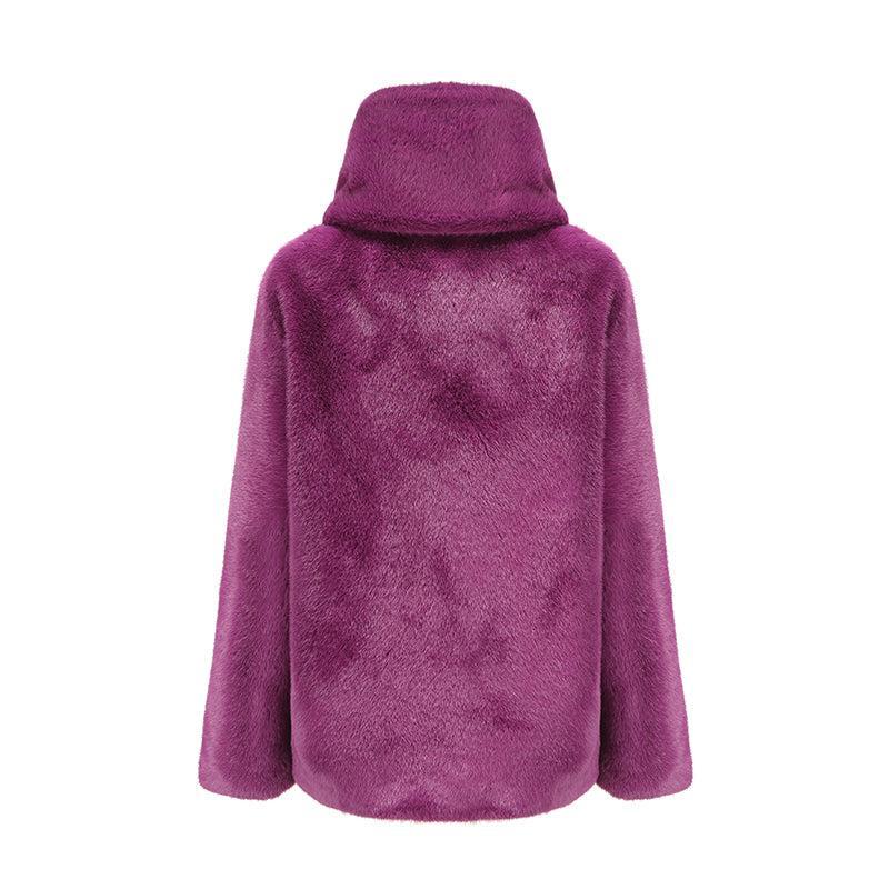 Amelia Fur Coat (Purple) (Final Sale) Product Image