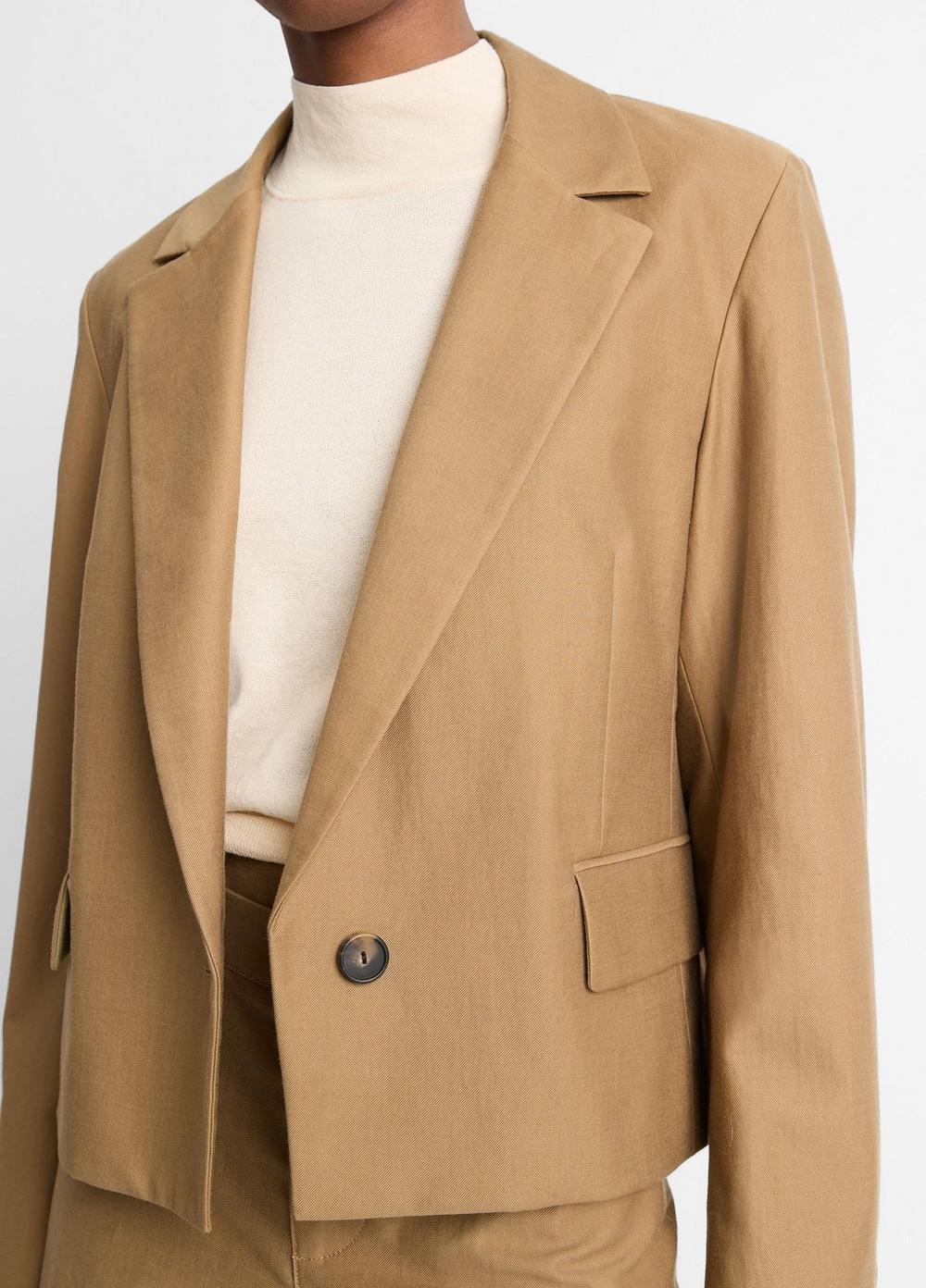 Womens Italian Cotton-wool Cropped Blazer, Light Oak Wood, Size 14 Vince Product Image