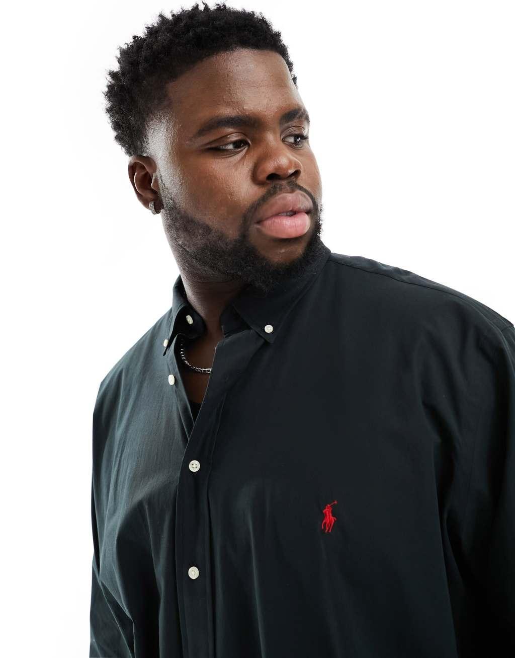 Polo Ralph Lauren Big & Tall icon logo stretch poplin shirt classic oversized fit Product Image