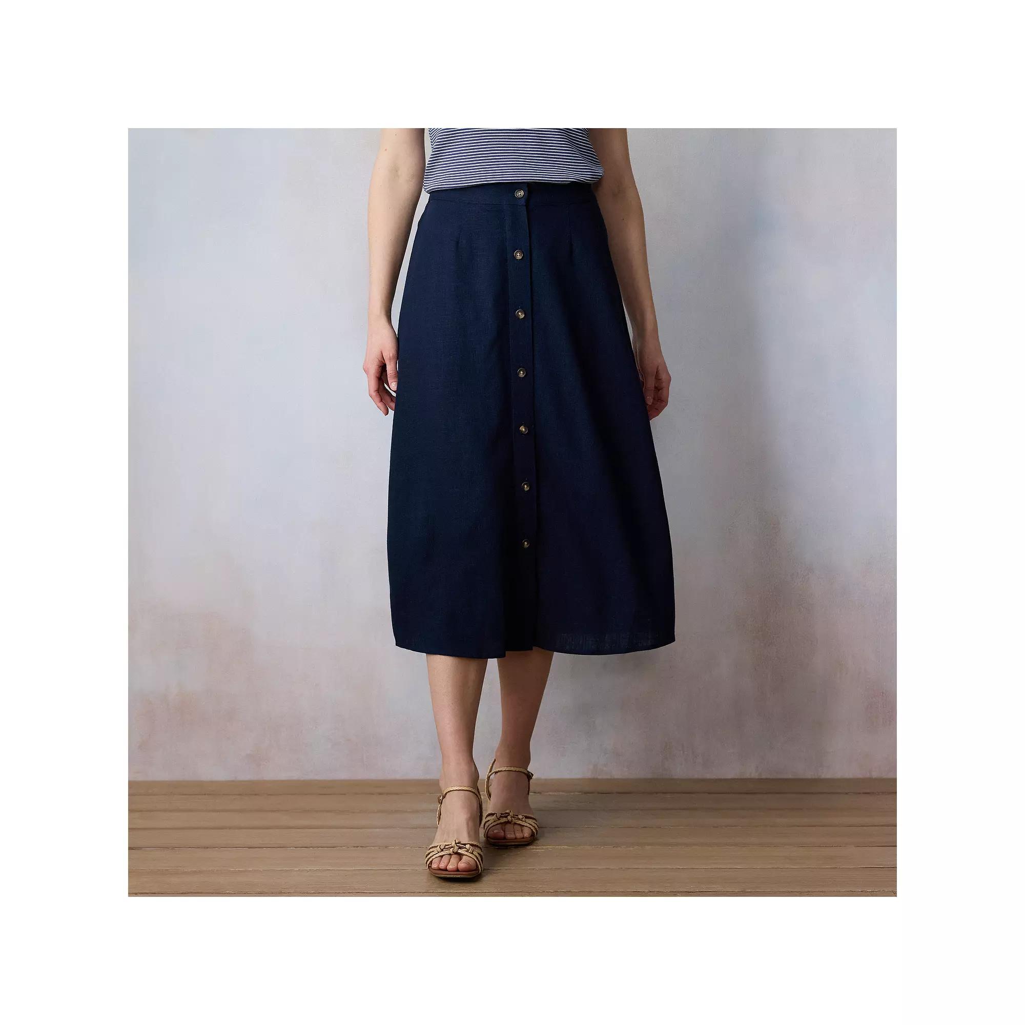 Women's LC Lauren Conrad Button-Front Midi Skirt, Size: XXL, Blue Water Product Image