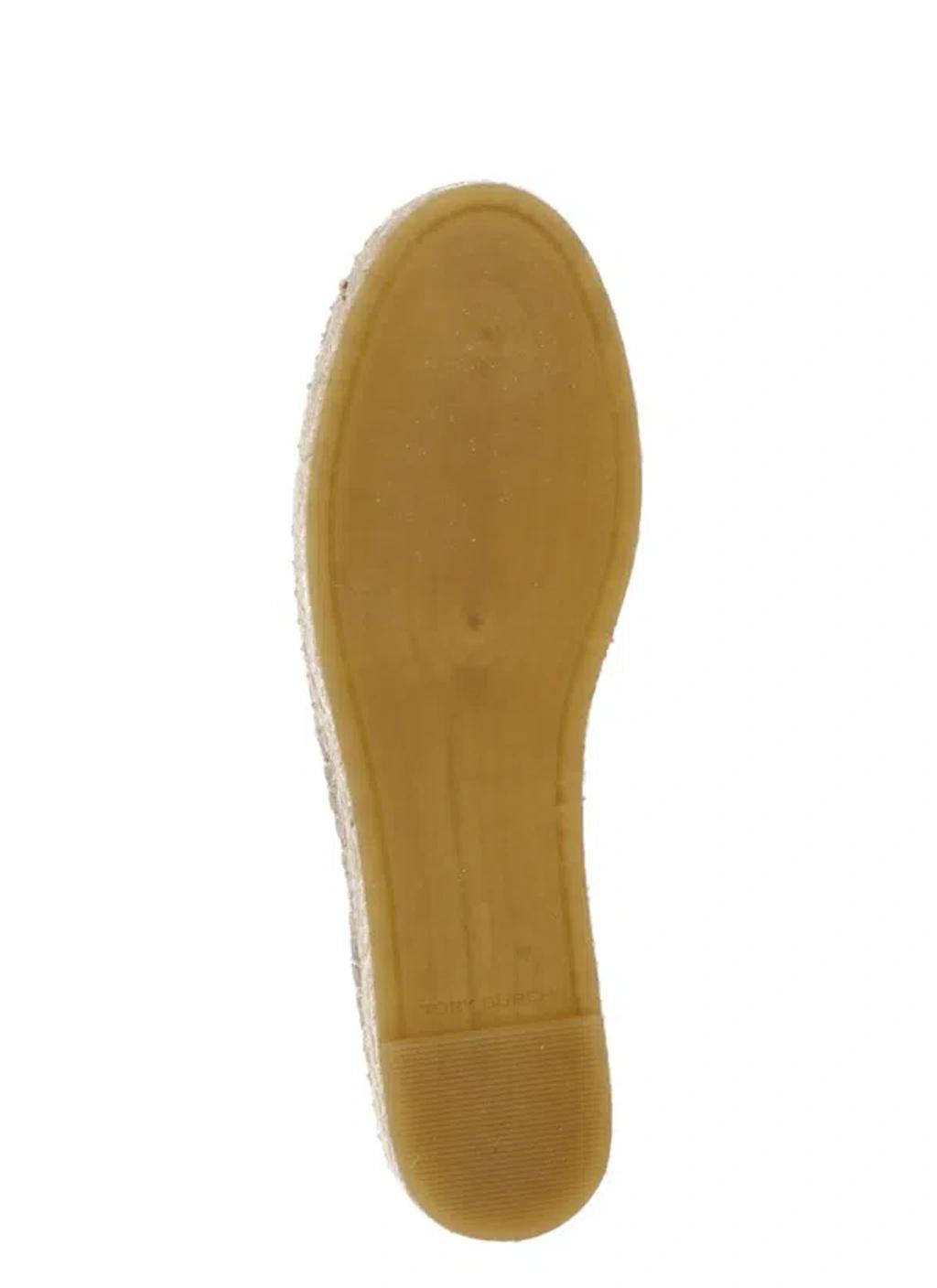 TORY BURCH White Espadrilles With Metallic Logo On The Front And Ankle Strap In Leather Woman Product Image