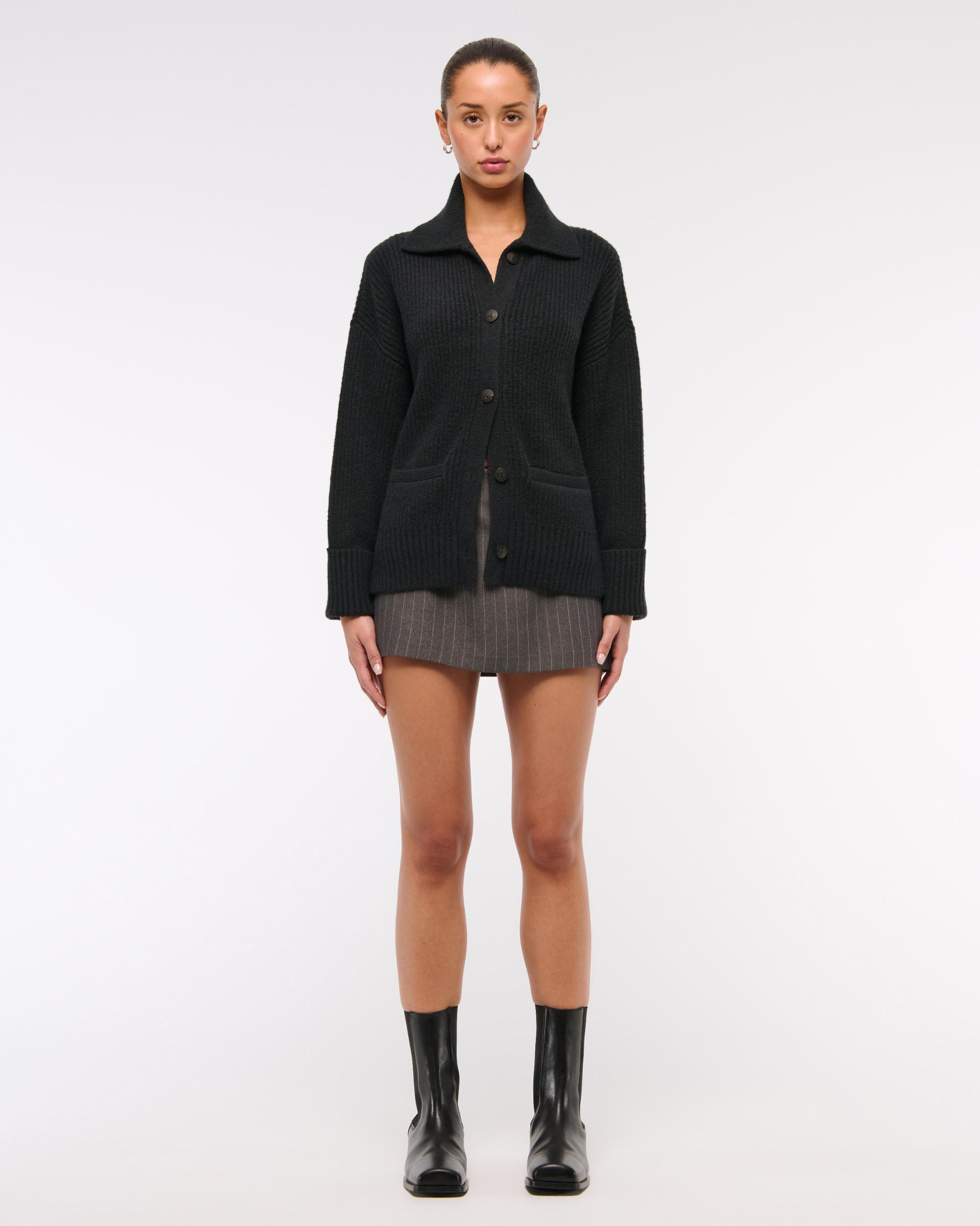 Ribbed Collared Cardigan Product Image