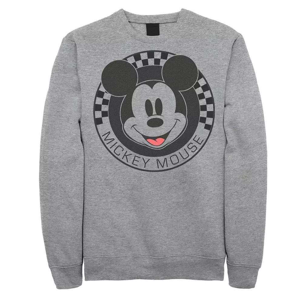 Men's Disney's Mickey And Friends Mickey Mouse Checkerboard Circle Sweatshirt, Size: XL, Athletic Grey Product Image